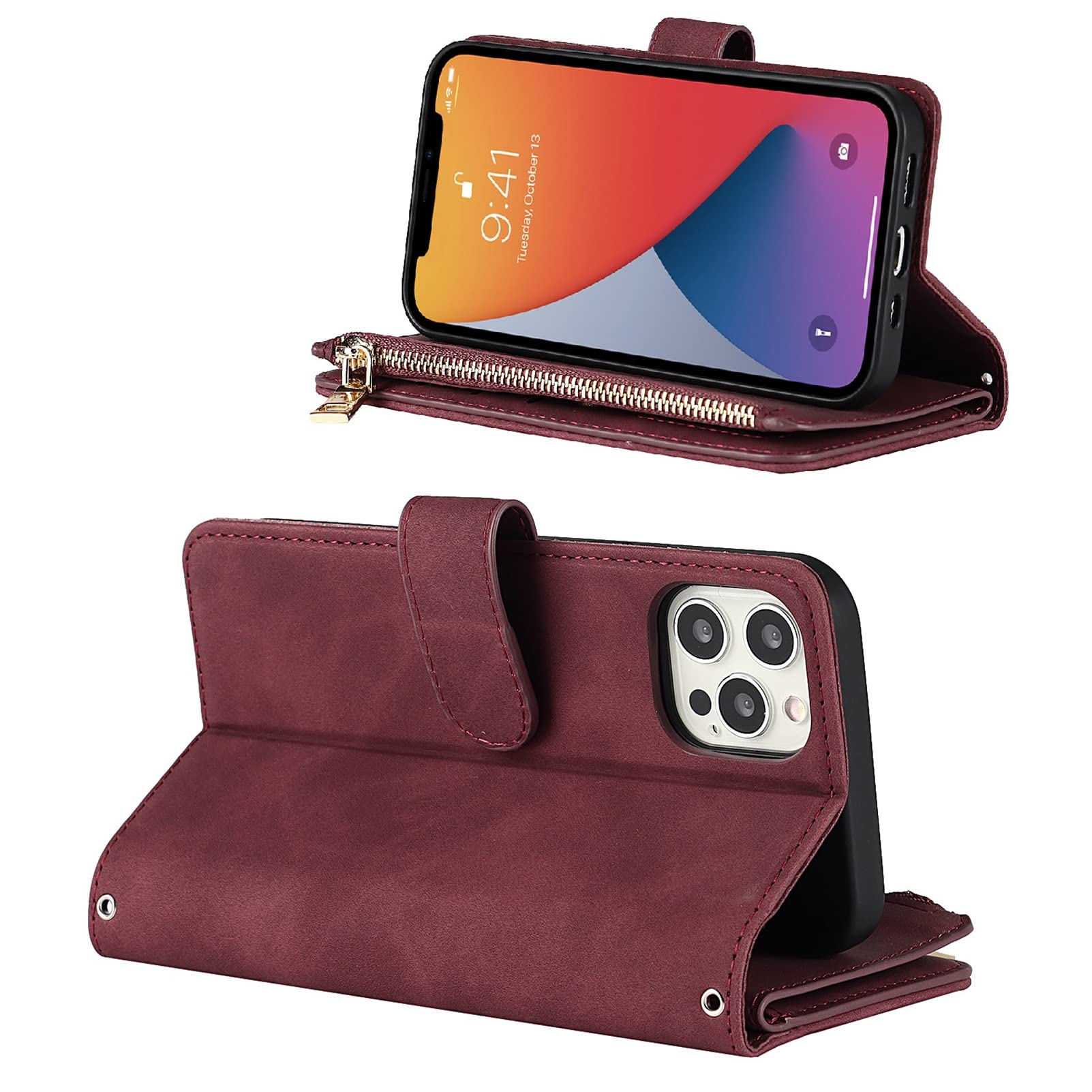 Jaorty Premium PU Leather iPhone 12 Pro Wallet Case (6.1