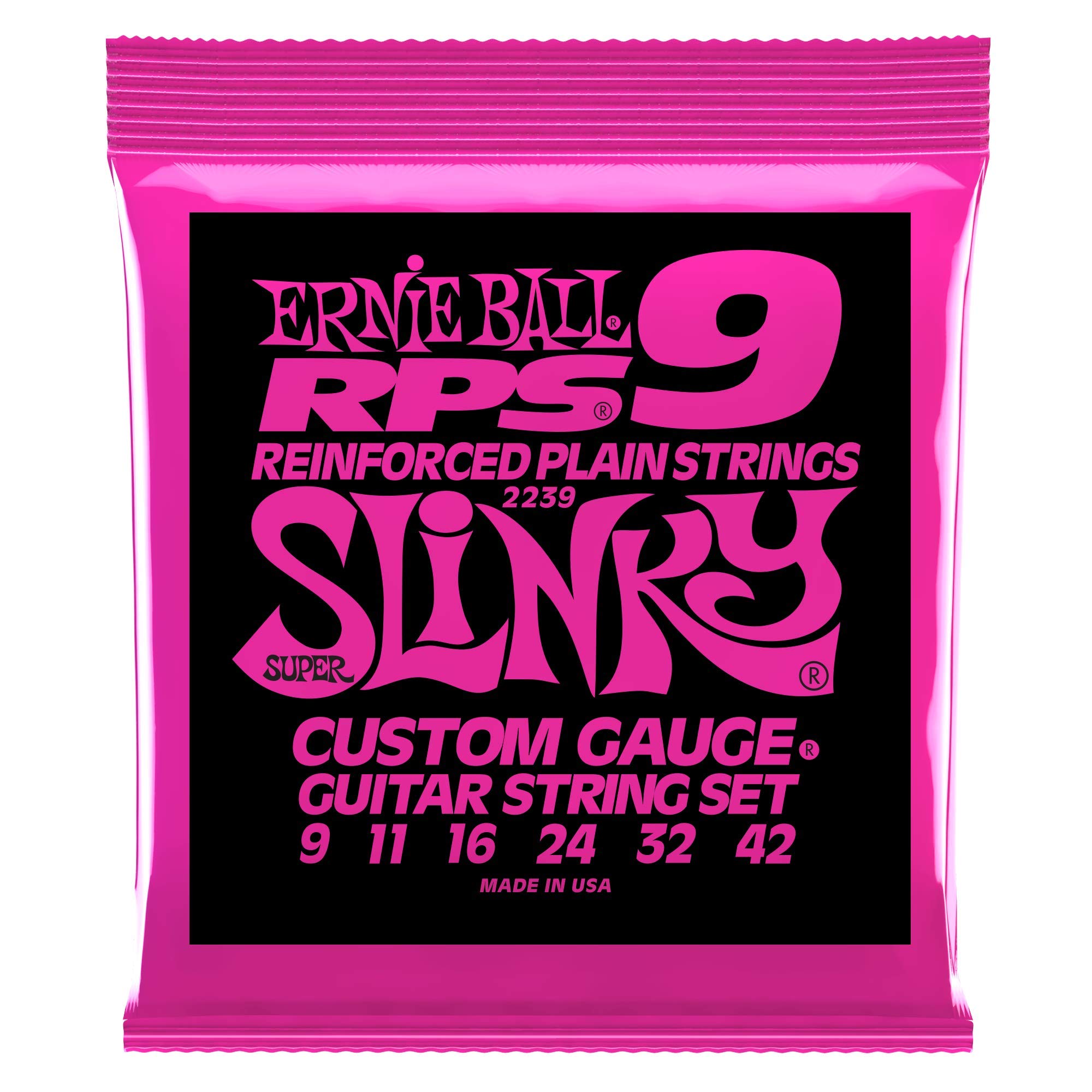 4-Pack Ernie Ball RPS Super Slinky Electric Guitar Strings 9-42 Gauge (P02239) - Perfect for Rock, Blues & Studio Recording