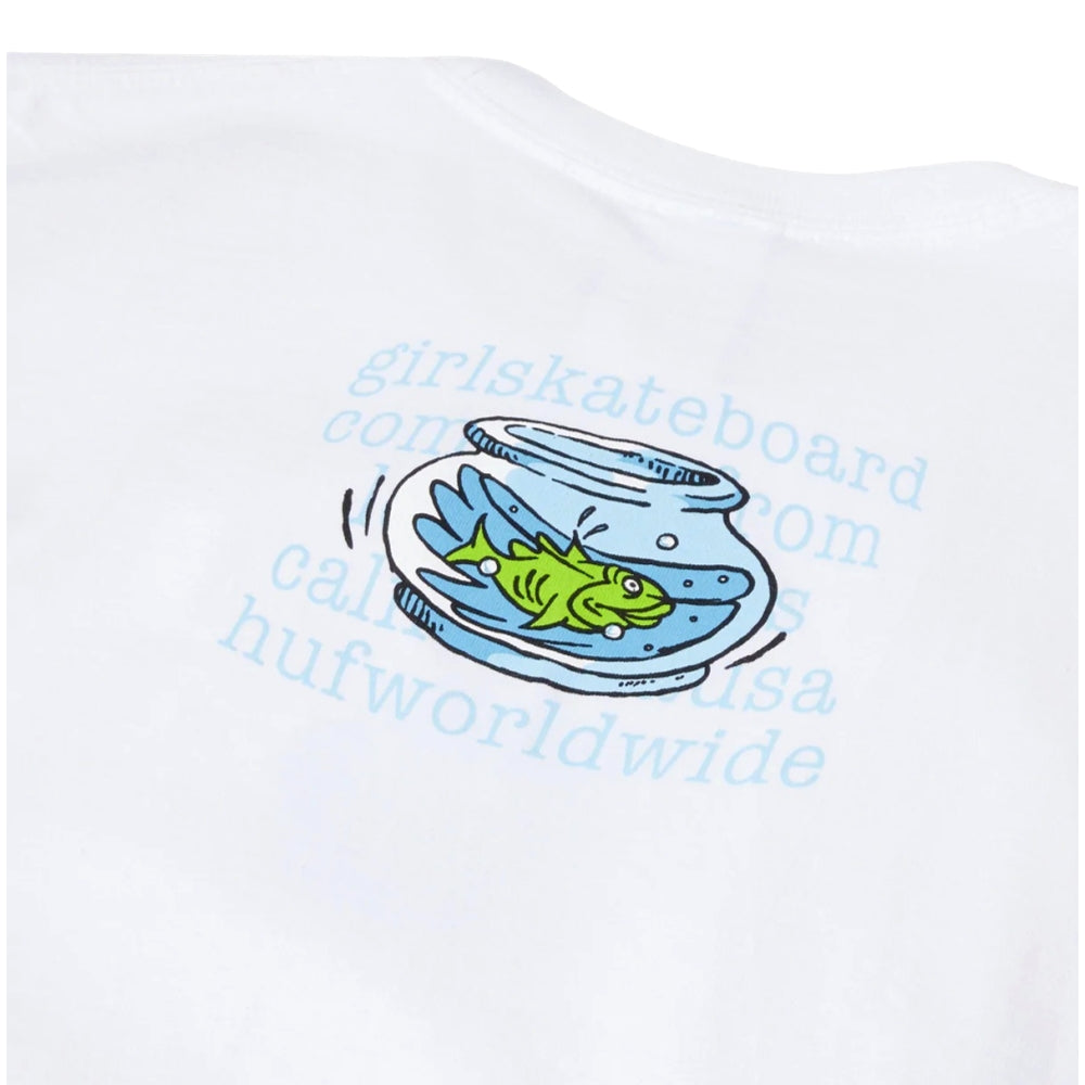 HUF x CRAILTAP Fish Bowl Short Sleeve T-Shirt - White | Men's Graphic Tee for Skateboarding & Streetwear Fashion
