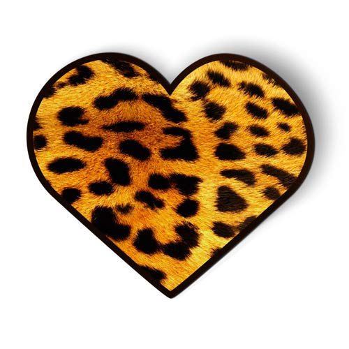 Leopard Print Heart Shaped Magnet - 5 Inch Cute Fridge & Locker Decor for Cars, Home & Office