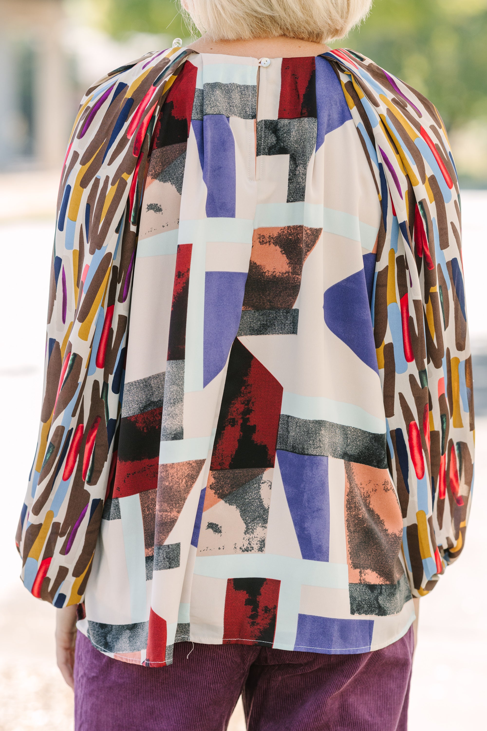 Bring Me Back Brown Abstract Blouse - Stylish Boho Chic Women's Top for Casual Wear & Office Outfits
