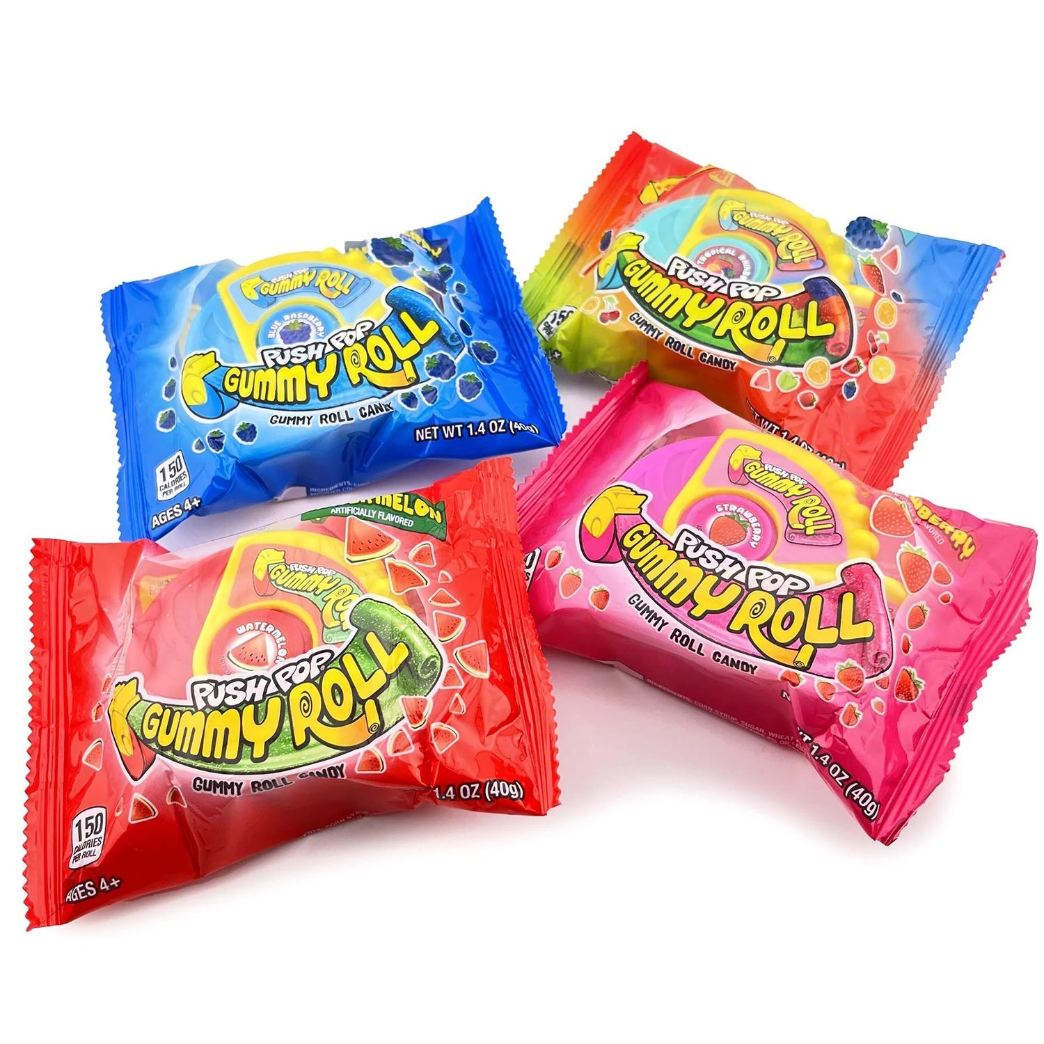 Bazooka Push Pop Gummy Candy Roll - 8 Count Box | Fun Snacks for Kids Parties, Halloween Treats & School Lunch Boxes