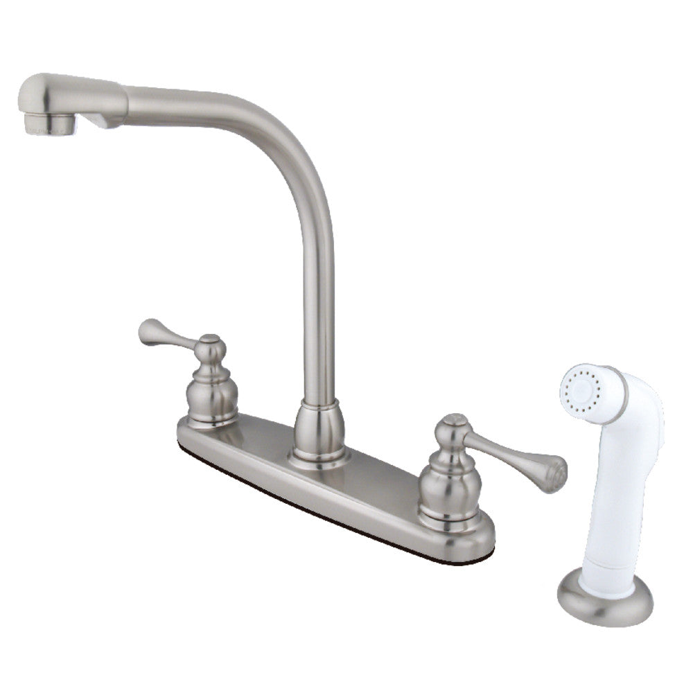 Kingston Brass KB711BL 8 Inch Centerset Kitchen Faucet - Modern Matte Black Pull-Down Sprayer for Sink, Perfect for Home Kitchen & Bar Renovation