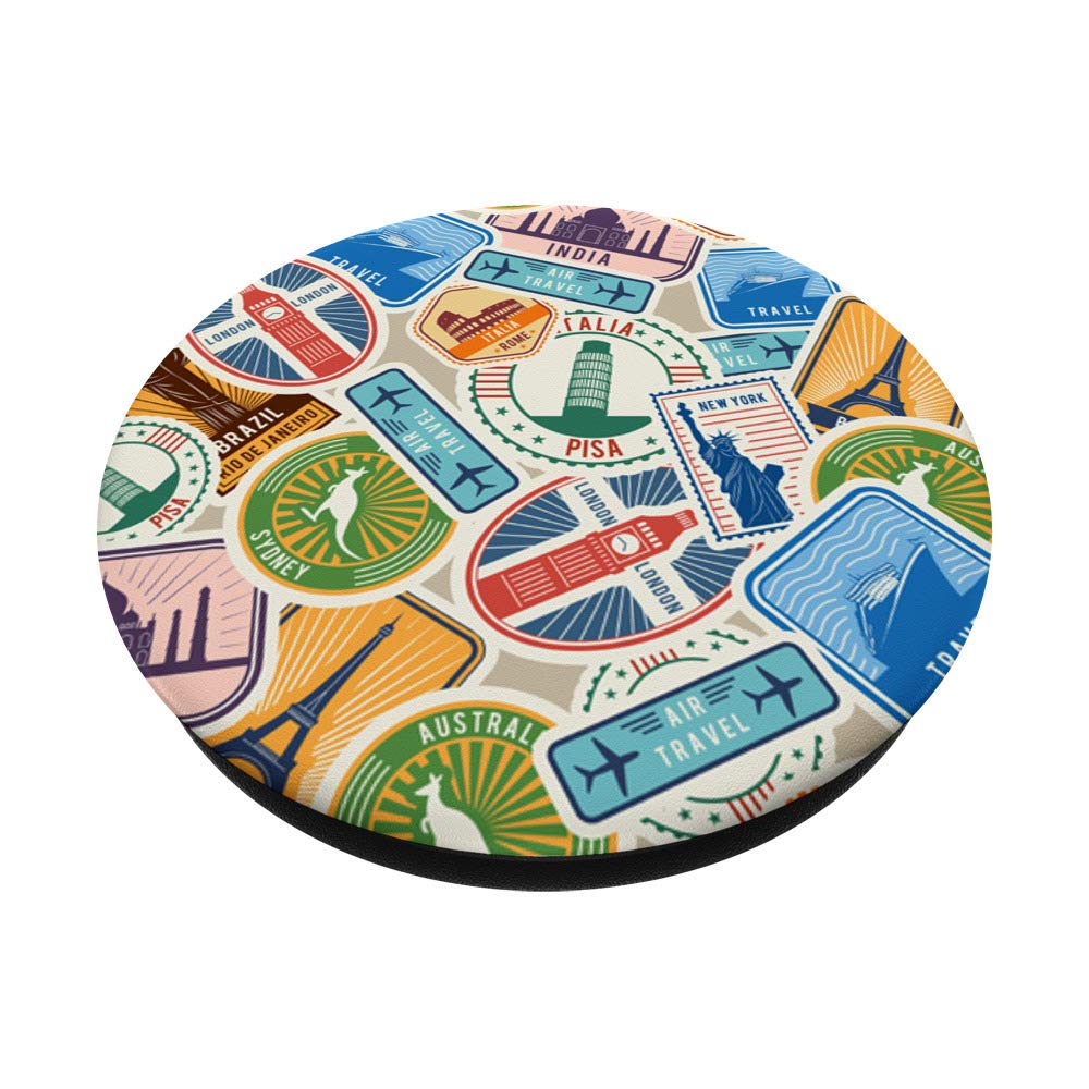 Travel Stamps Visa PopSockets - Phone Grip & Stand for Travel Lovers