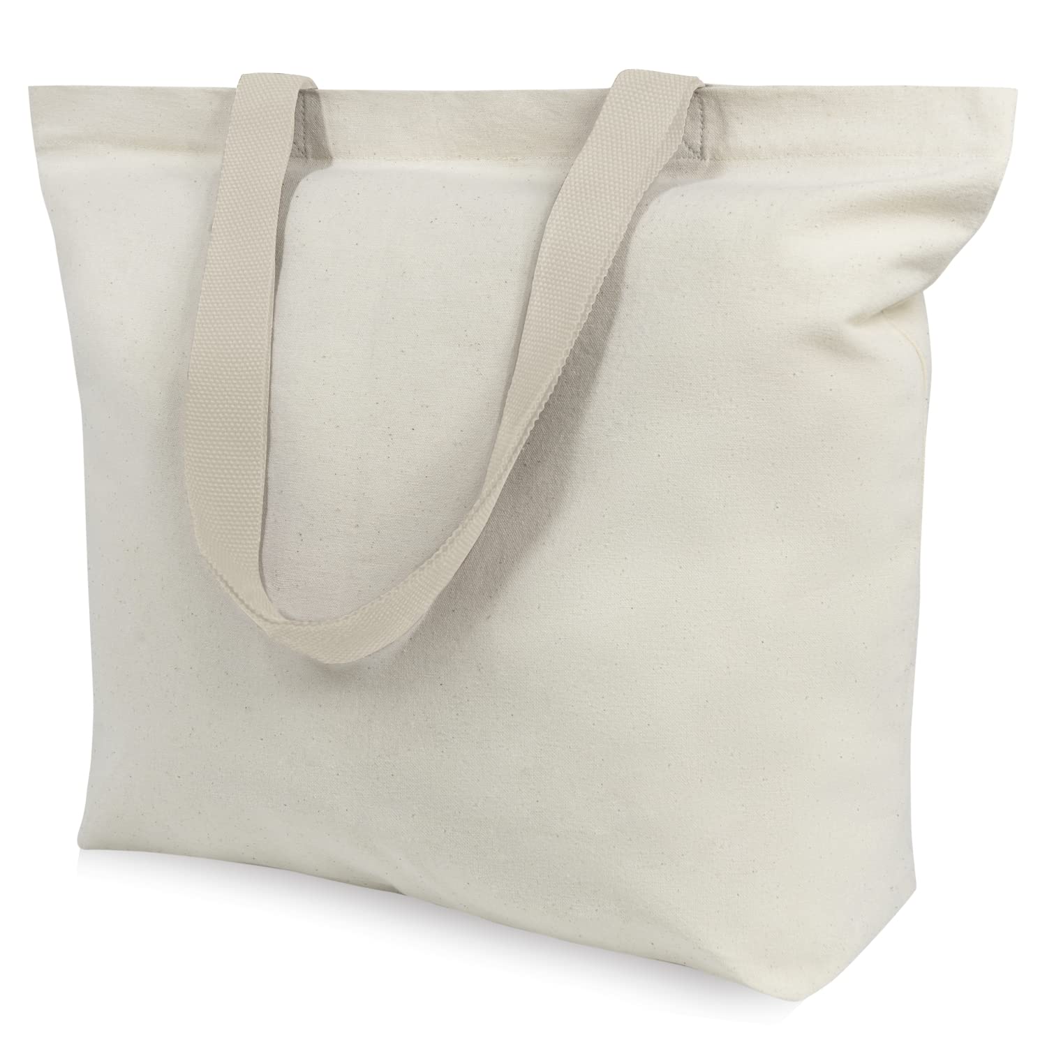 TOPDesign 2-Pack Canvas Tote Bags with Magnetic Snap Closure - Reusable Eco-Friendly Grocery Shopping Bags for DIY Painting & Custom Designs - Perfect for Beach, Farmers Market & Everyday Use