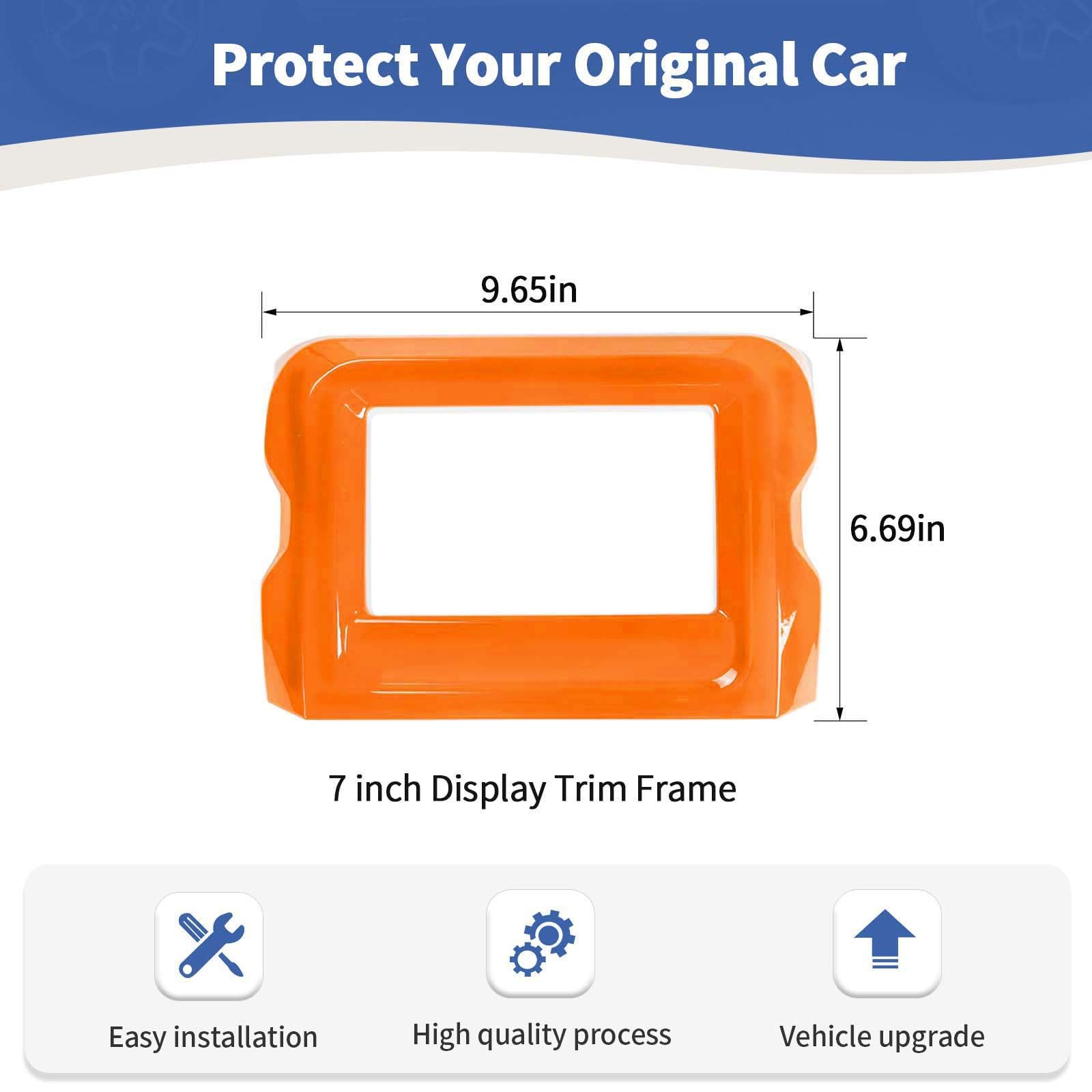 Jeep JL Center Console Radio Display Panel Trim Cover - Compatible with Jeep Wrangler JL/JLU & Gladiator JT (2018-2023) - Orange Interior Accessories for 7