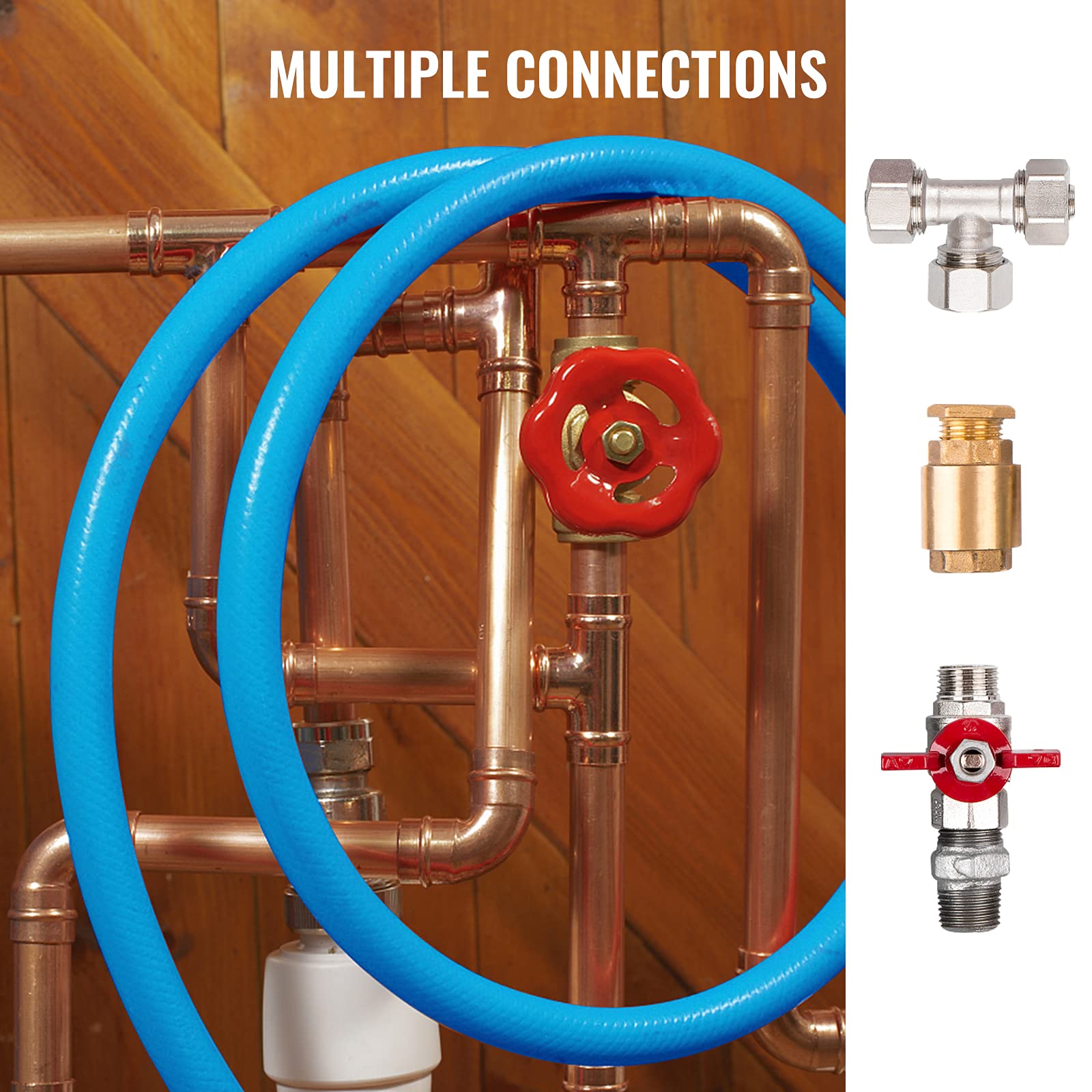 VEVOR 0.5 Inch PEX Tubing 100ft (2 Rolls) - Red & Blue PEX-B Pipe for Hot & Cold Water - Potable Water Supply & Radiant Heating - Ideal for Residential & Light Commercial Plumbing Projects - Perfect for Underfloor Heating & Water Distribution Systems