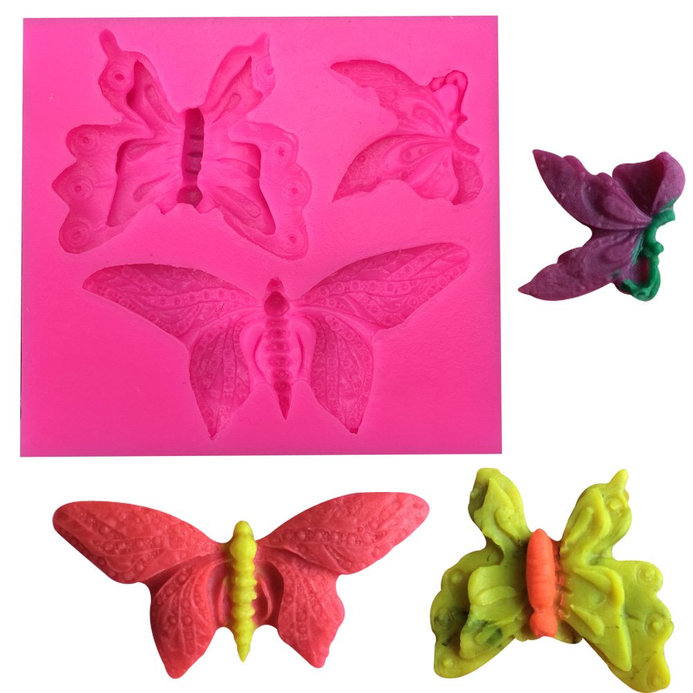 3Pcs 3D Butterfly Silicone Molds - Food Grade, Non-Stick Baking Molds for Cake Decorating, Chocolate, Fondant, Candy, Cupcakes & Polymer Clay | DIY Home Baking & Crafting Tools for Parties, Weddings & Gift Making