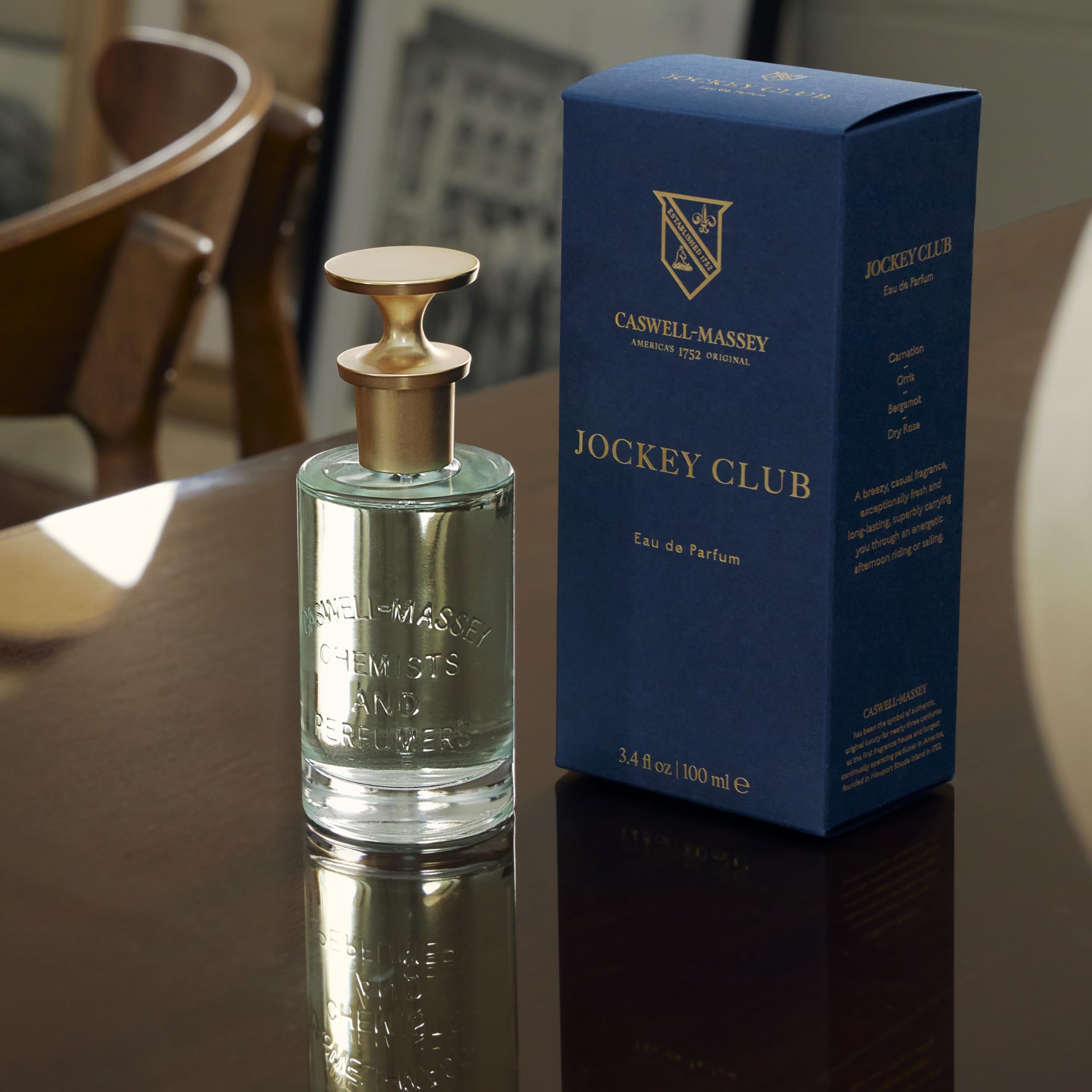 Caswell-Massey Club Eau de Parfum for Men - 3.4 Fl Oz Citrus Herbal Floral Cologne | Fresh & Elegant Fragrance for Everyday Wear, Date Nights & Special Occasions