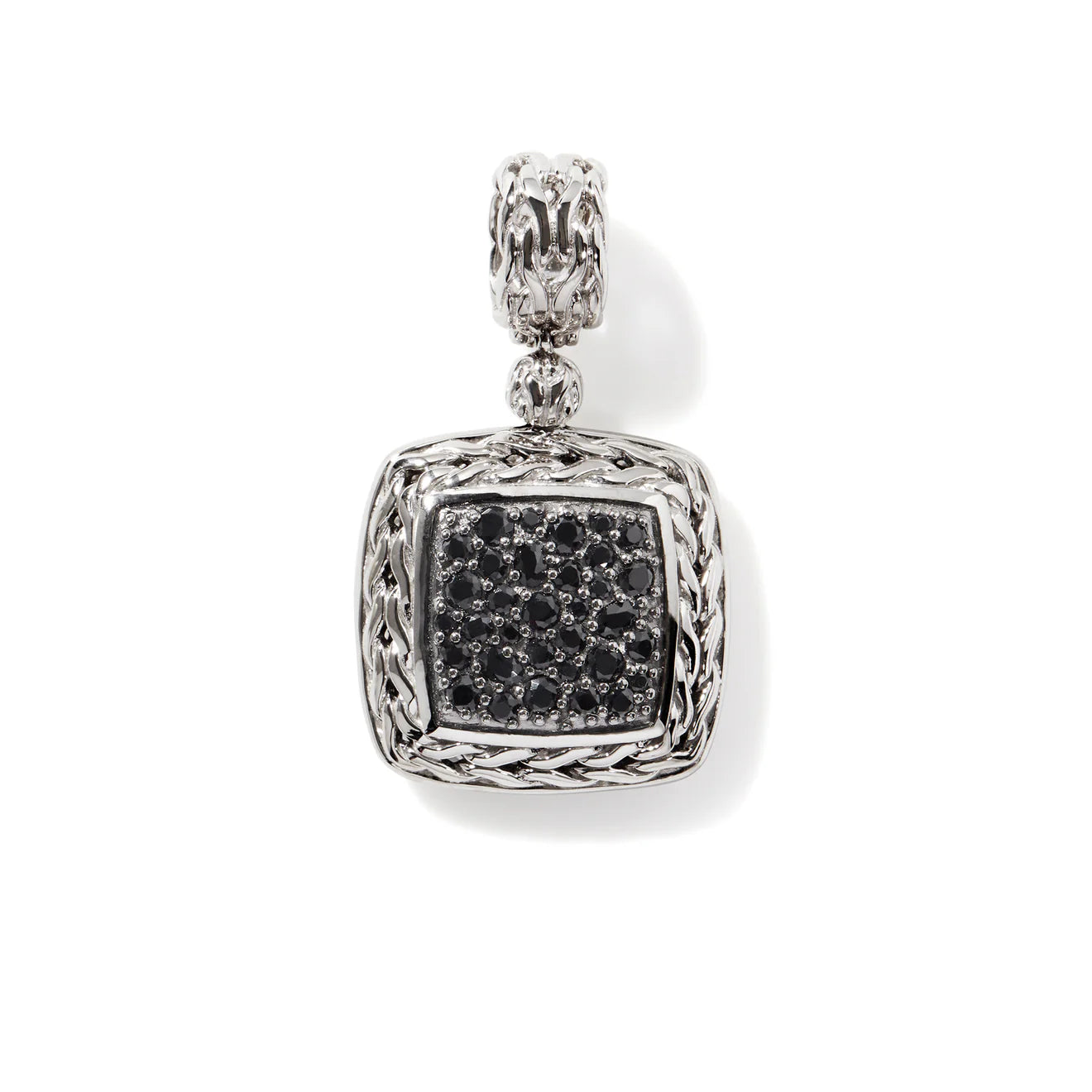 Exquisite Carved Chain Pendant with Genuine Pavé Black Sapphires - Elegant Jewelry for Women, Perfect for Evening Parties, Weddings & Special Occasions