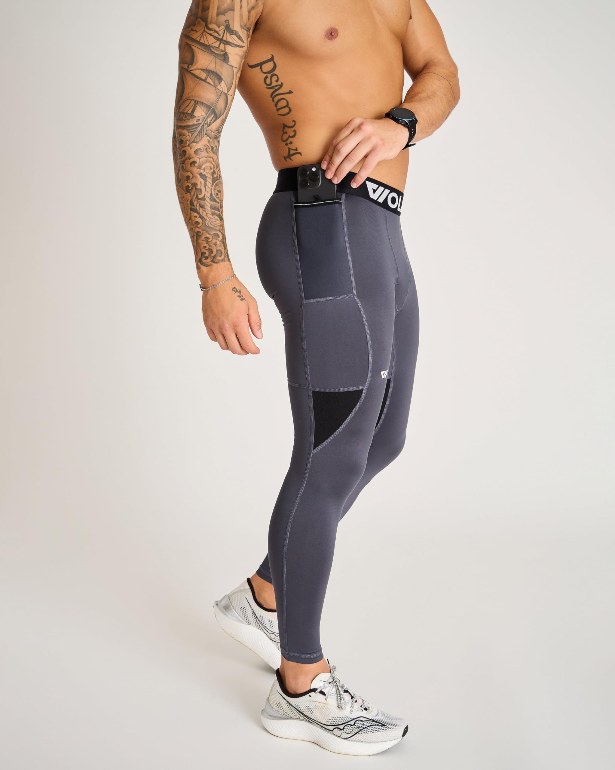 WOLACO Fulton Men's Compression Pants - Athletic Baselayer Running Tights for Workout & Training - Perfect for Gym, Jogging & Cold Weather Activities
