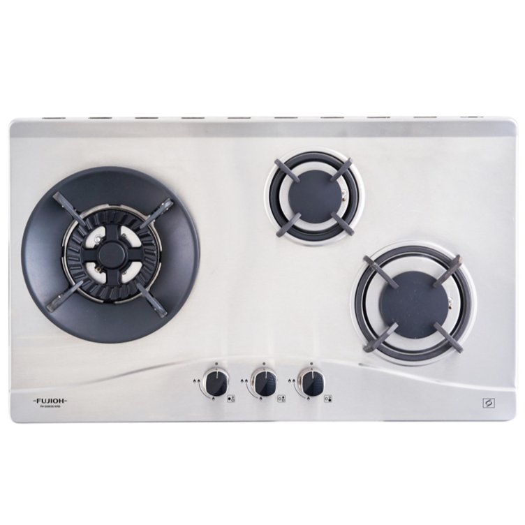 FH GS5035 SVSS 3-Burner Stainless Steel Gas Hob - Professional Cooktop for Home Kitchen, Outdoor BBQ & Camping Cooking