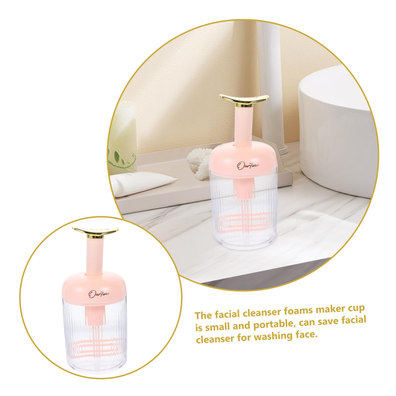 NOLITOY Foaming Pump Bottle - Facial Cleanser & Moisturizer with Detoxing Ice Globes for Pore Cleaning, Bubble Body Wash & Face Wash | Pink ABS Plastic | Perfect for Spa, Skincare Routine & At-Home Facial Treatments