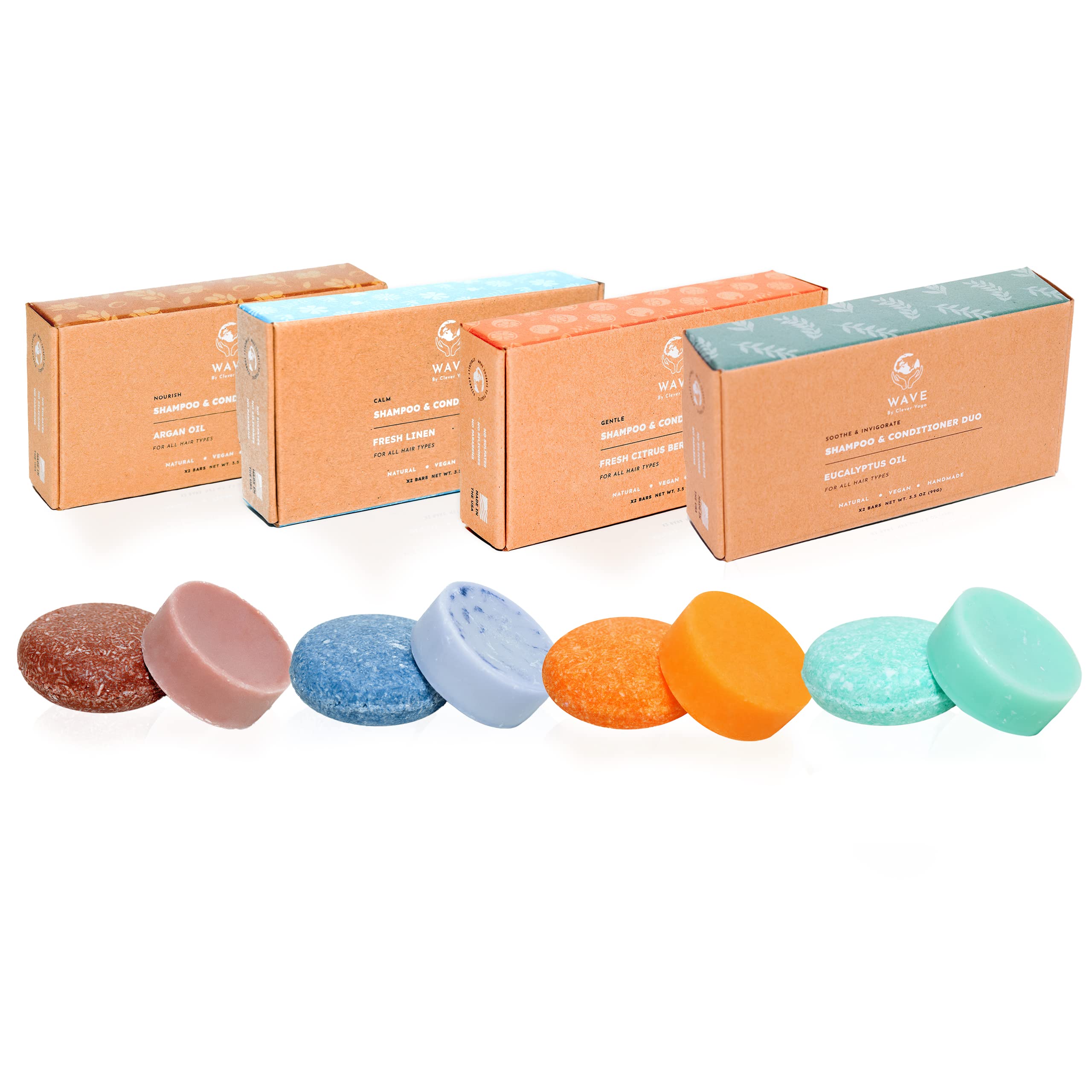 4-in-1 Shampoo & Conditioner Bar Set | Vegan Solid Hair Care Bars for Travel | Natural Moisturizing Shampoo & Conditioner Bars | Perfect Gift for Eco-Friendly Hair Care | Great for Camping, Gym & Sustainable Lifestyle