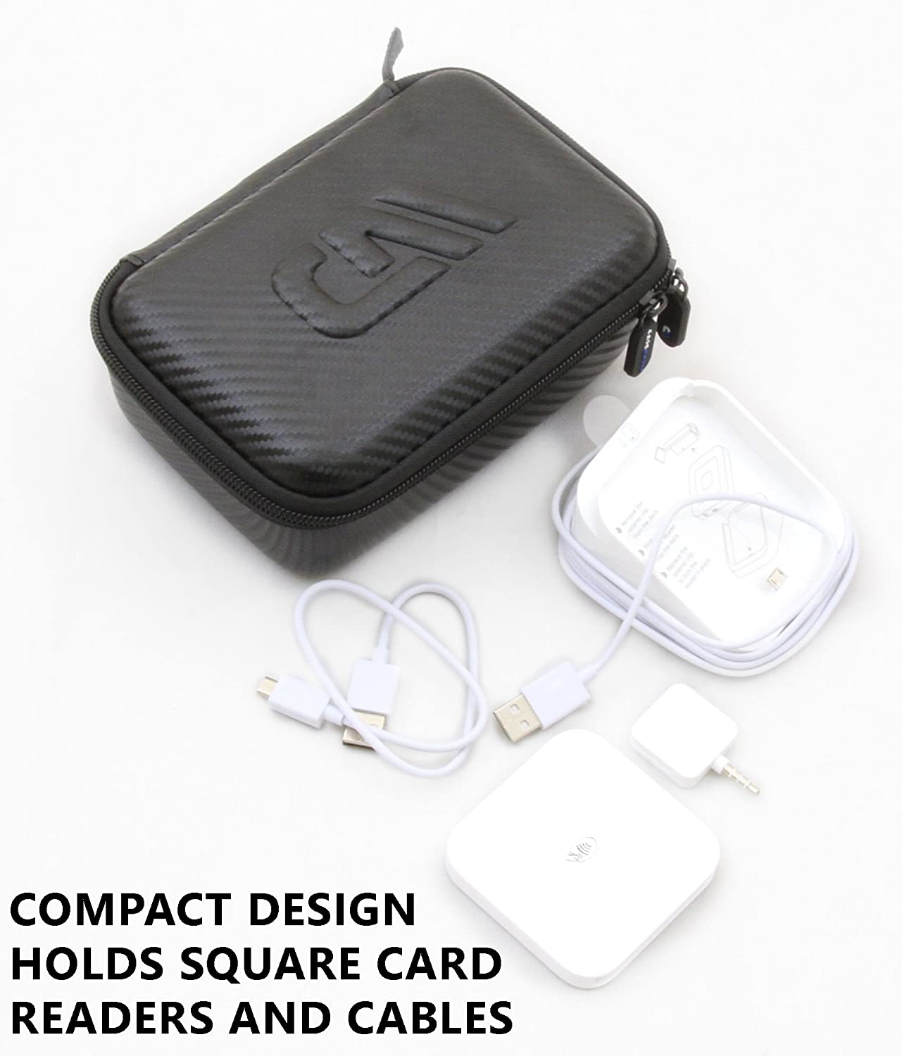 Casematix Portable Card Reader Case - Compatible with Square Contactless Dock, Chip Reader & Scanner - Fits Dock, Square Reader, USB Cables - Perfect for Retail, Food Trucks & Mobile Payments