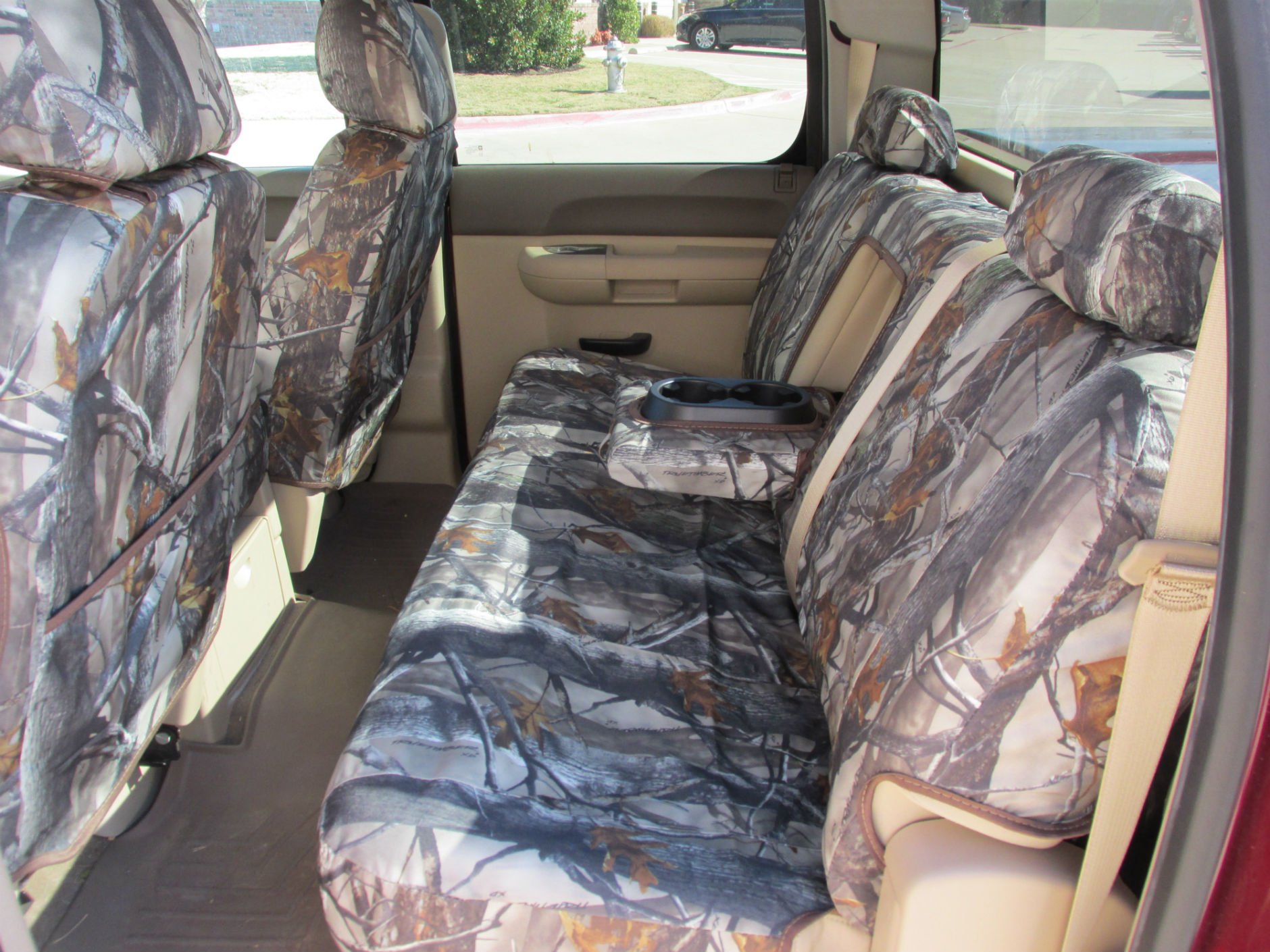 Durafit Camo Seat Covers for Chevy Silverado & GMC Sierra LT Double Cab - CH37 Camouflage Front 40/20/40 & Rear 60/40 Split Bench Design - Perfect for Hunting, Off-Roading & Truck Protection