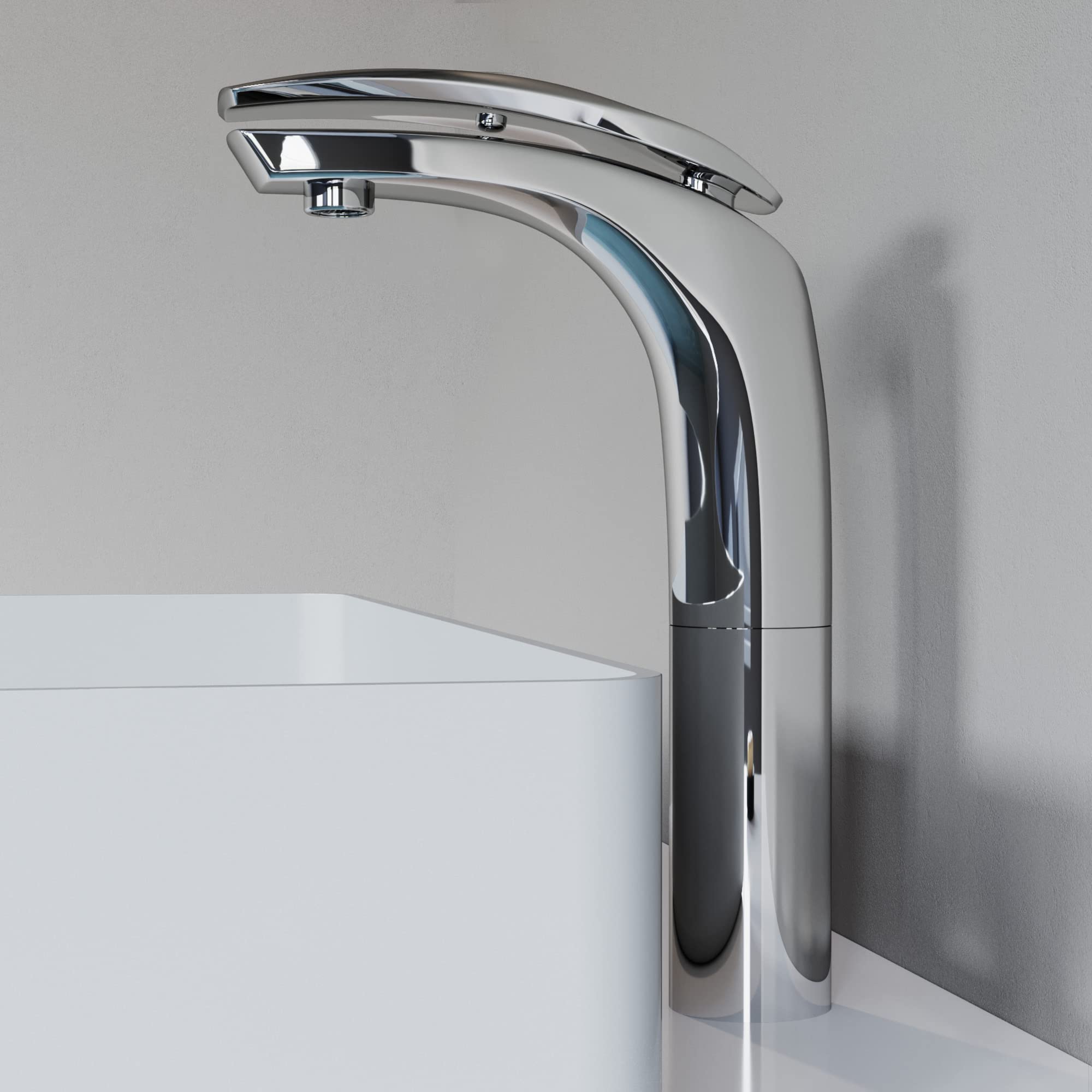 Dowell Modern Tall Vessel Sink Faucet - Single Handle One Hole Bathroom Vanity Faucet in Chrome (Model 8001 018 01) - Perfect for Contemporary Bathroom & Powder Room Decor