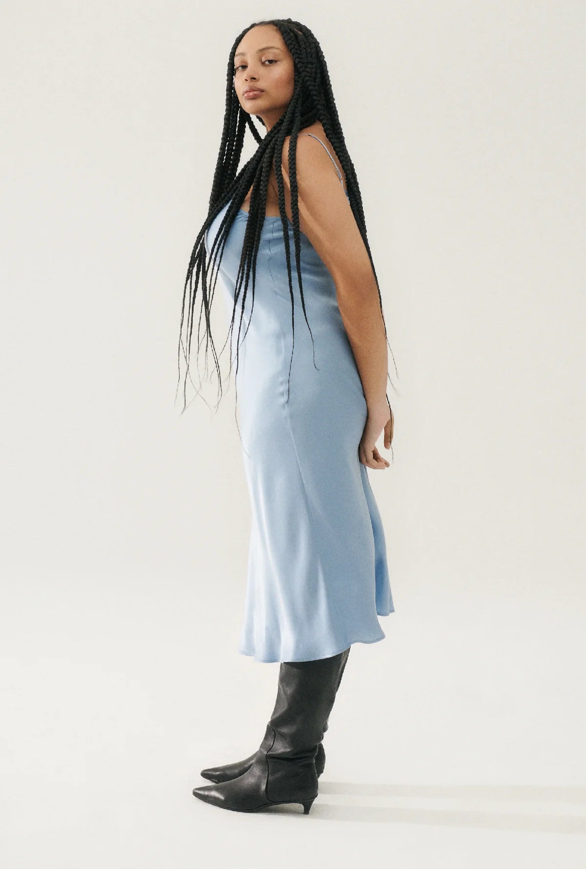 90s Slip Dress Sky Blue - Vintage Inspired Satin Nightgown & Loungewear for Women - Perfect for Sleepwear, Date Nights, and Relaxing at Home