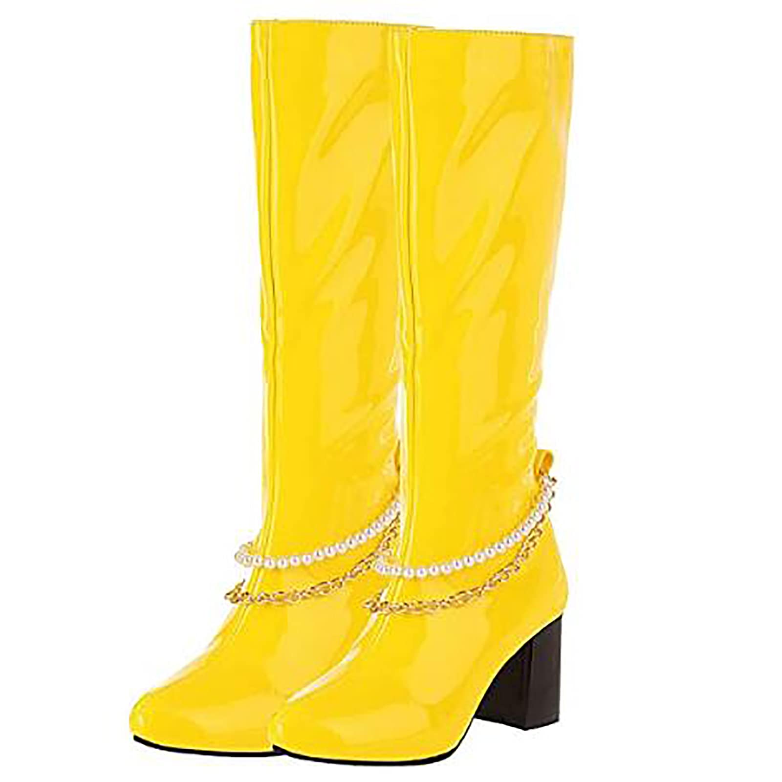 ErikenUrben Women's Fashion Knee High Boots - Patent Leather Chunky Heel Cosplay Boots for Women - Perfect for Halloween, Cosplay, and Night Out