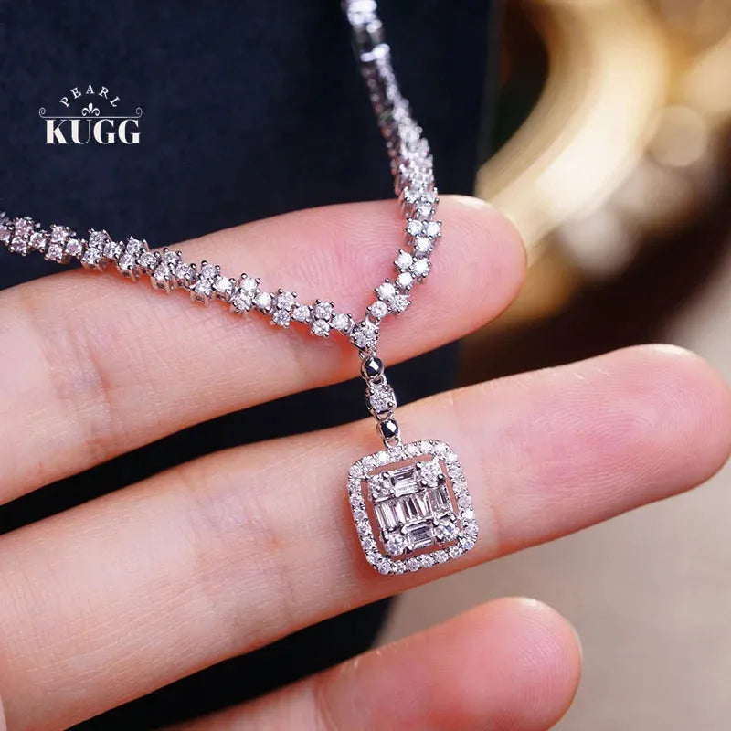 18K White Gold Diamond Necklace for Women - 2.6 Carat Natural Diamond Romantic Galaxy Pendant - Elegant Engagement & Wedding Jewelry Gift for Her - Perfect for Anniversaries, Valentine's Day & Special Occasions
