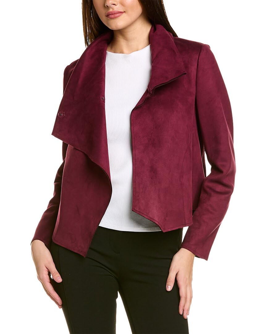 Anne Klein Women's Asymmetric Jacket - Medium, Red | Stylish Lightweight Blazer for Work, Office & Casual Outfits
