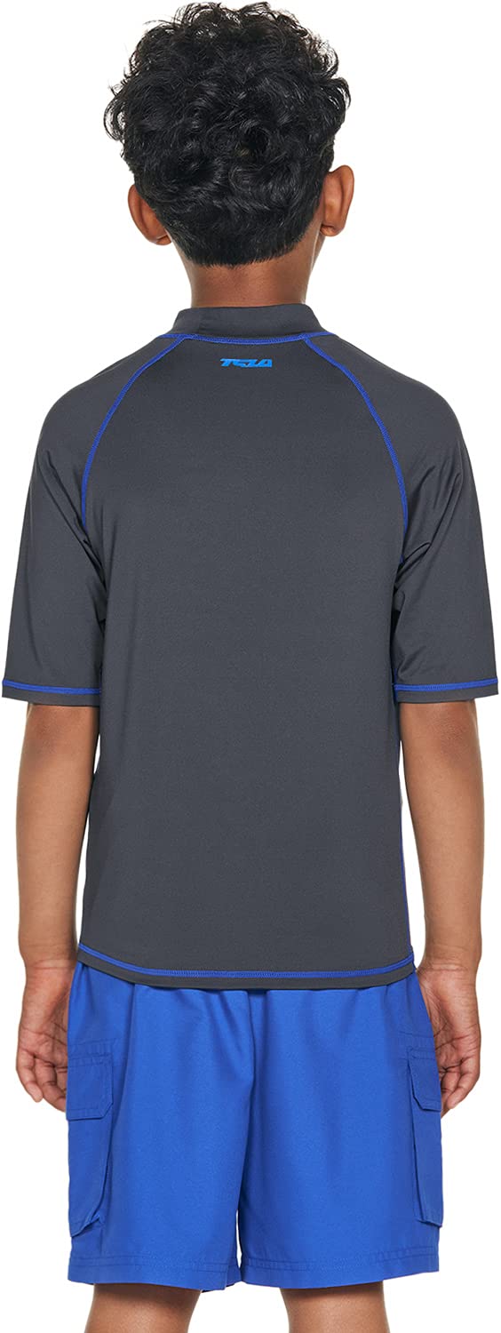 TSLA UPF 50+ Kids Sun Protection Rash Guard - Short Sleeve UV Swim Shirt for Boys & Girls - Quick Dry Water Shirt for Swimming, Surfing, Beach & Pool Activities