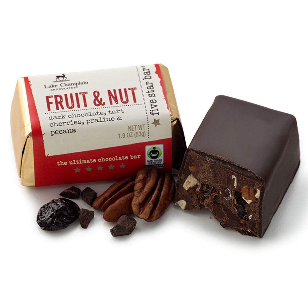 Lake Champlain Dark Chocolate Fruit & Nut Five Star Bar - Premium Gourmet Chocolate Snack - 1.9oz (16 Pack) - Perfect for Gifts, Parties & Healthy Desserts