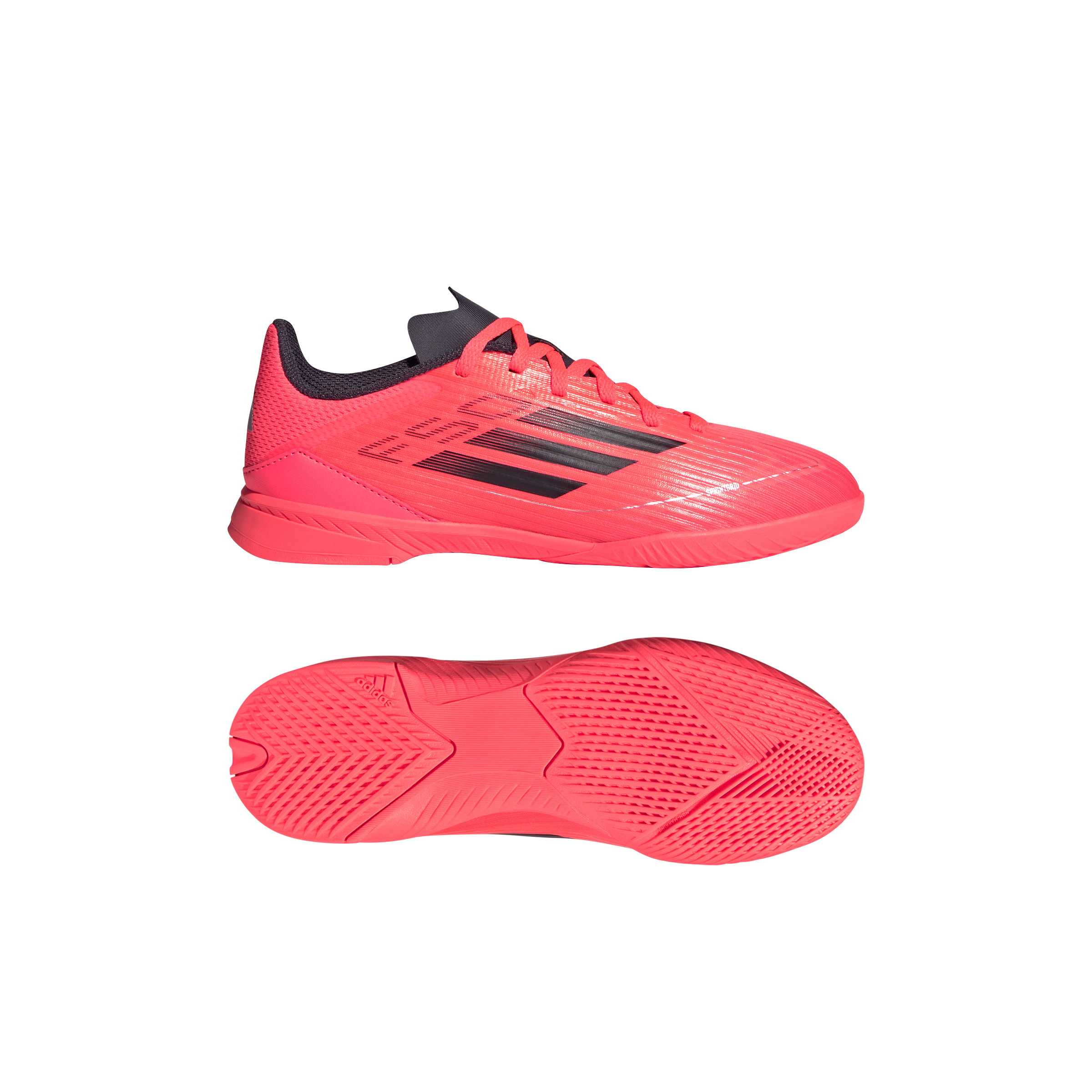 Adidas F50 League Indoor Junior Football Shoes - Turbo/Aurora Black/Platinum Metallic | Youth Soccer Cleats for Boys & Girls | Perfect for Indoor Training & Matches