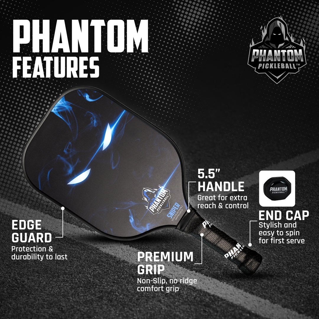 Phantom Sniper Pickleball Paddle - Premium Carbon Fiber Paddle for Competitive Play | Perfect for Tournaments & Recreational Games