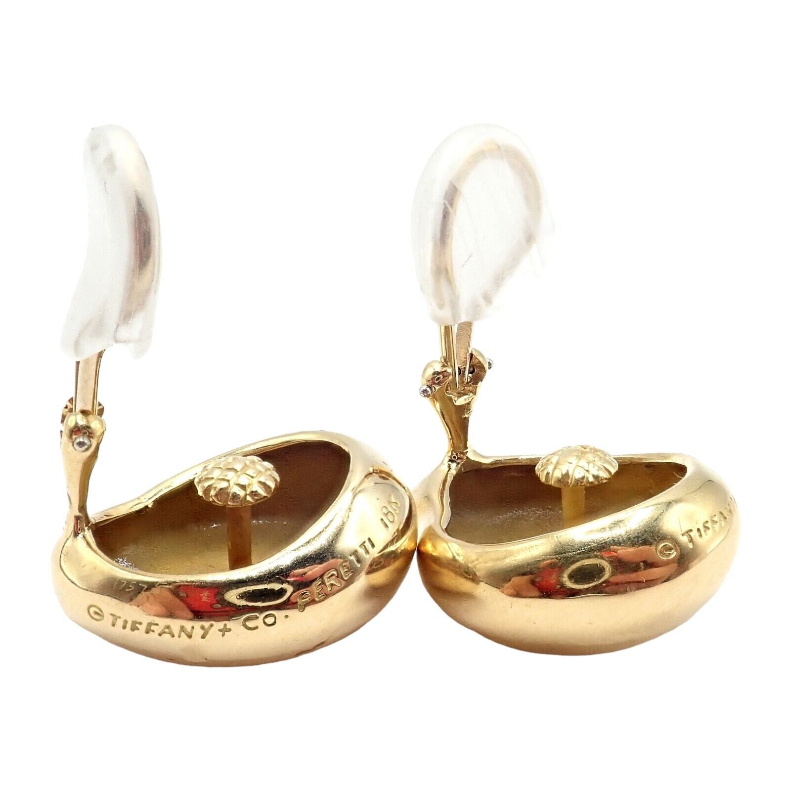 Authentic Tiffany & Co Peretti 18k Yellow Gold Extra Large Thumbprint Earrings - Luxury Gold Hoop Earrings for Women, Perfect for Weddings, Parties & Special Occasions