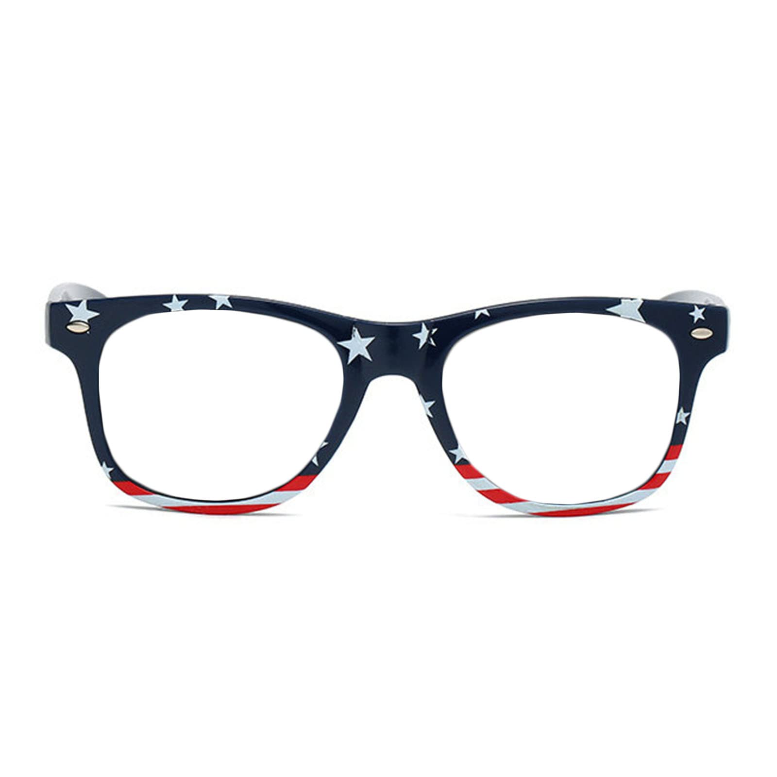 Helena America Glasses - Retro Square Blue Light Blocking Reading Glasses with American Flag Design | Perfect for Computer Work, Reading & Patriotic Style