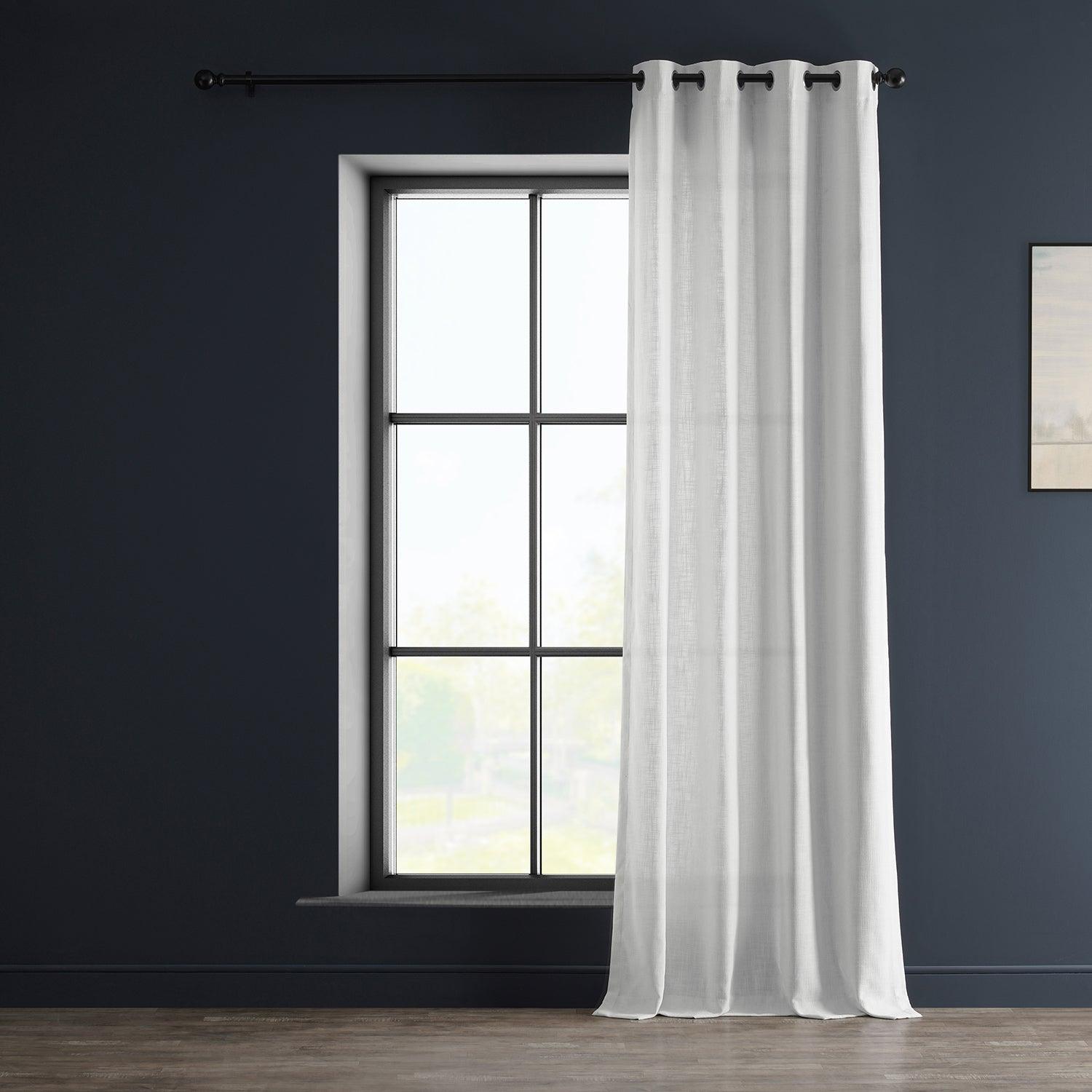 Premium White Rice Grommet Blackout Curtains - Heavyweight Faux Linen Drapes for Living Room, Bedroom & Home Decor