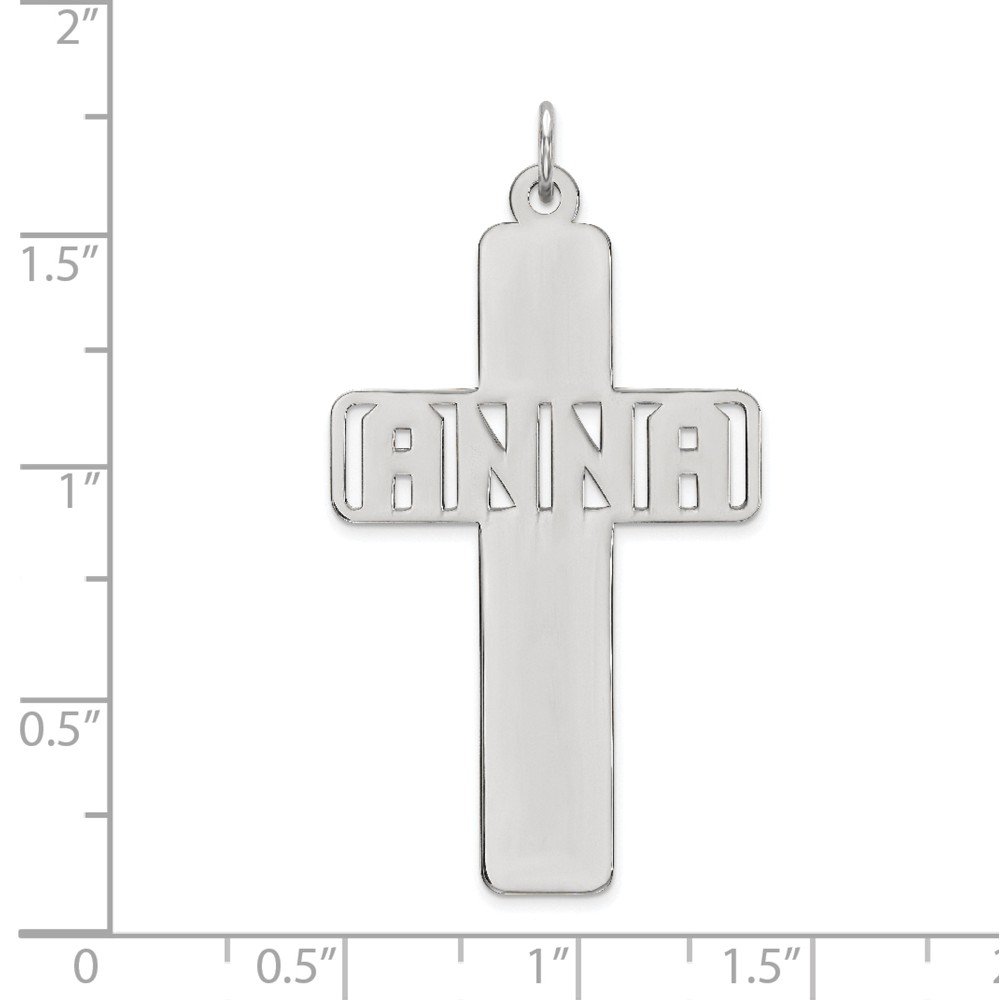 10K Solid White Gold Personalized Name Plate Pendant - Elegant Cross Cut-Out Design for Necklaces, Gifts & Special Occasions
