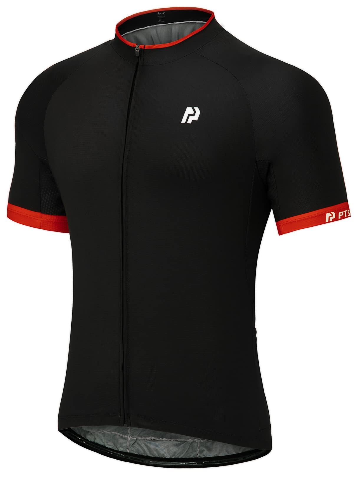 **PTSOC Men's Cycling Jersey – Quick Dry Short Sleeve Bike Shirt with Full Zipper & Pocket – Breathable Bicycle Clothing for Road & Mountain Biking**