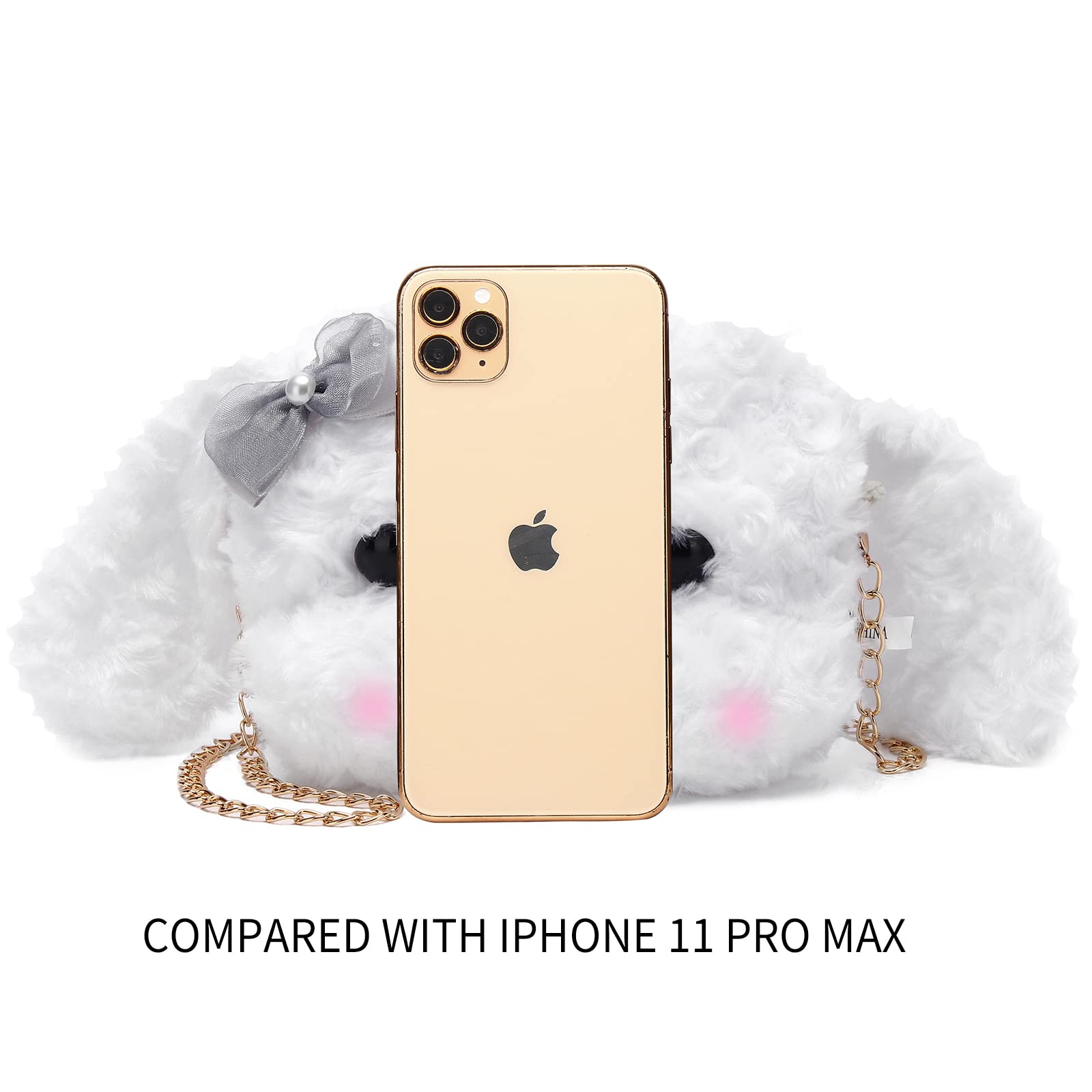 Cute Kawaii Animal Purse for Women - Fluffy Plush Lolita Crossbody Bag with Chain Strap - Perfect for School, Dating, and Casual Outings