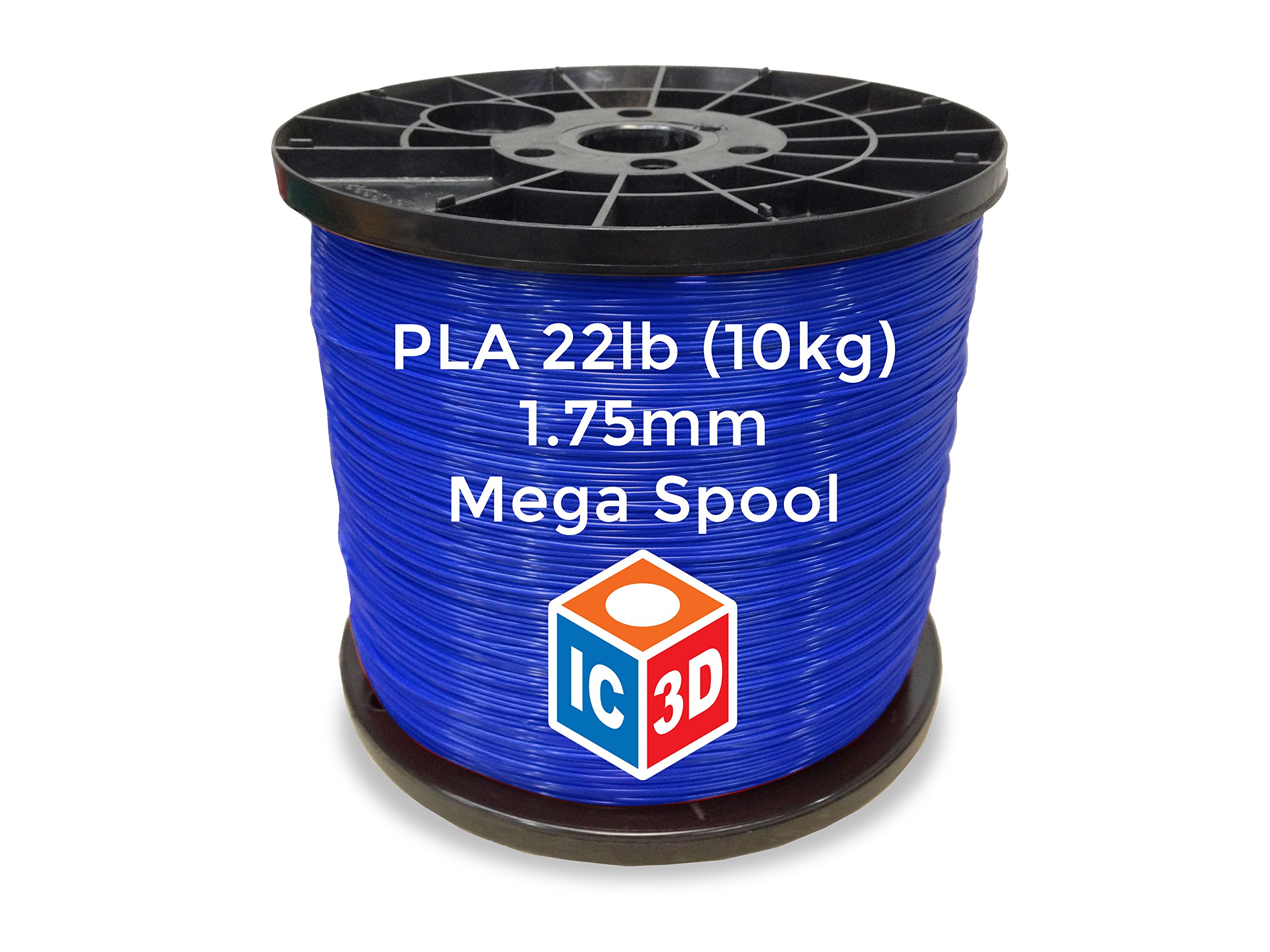 Premium Blue 1.75mm PLA 3D Printer Filament - 10kg Mega Spool - High Precision +/- 0.05mm - Professional Grade 3D Printing Material - Made in USA - Perfect for Large 3D Printing Projects, Cosplay Props & Home Decor