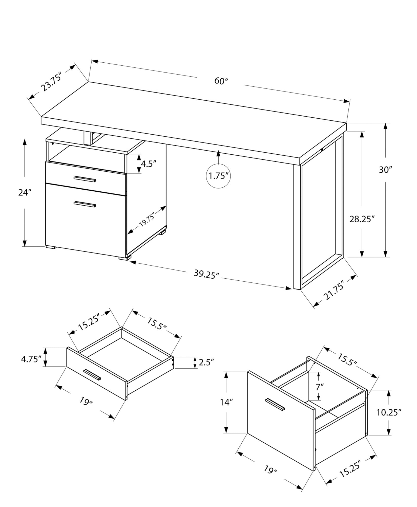 60L Office Series Espresso Silver Metal Storage Cabinet - Perfect for Home, Office & Workspace Organization
