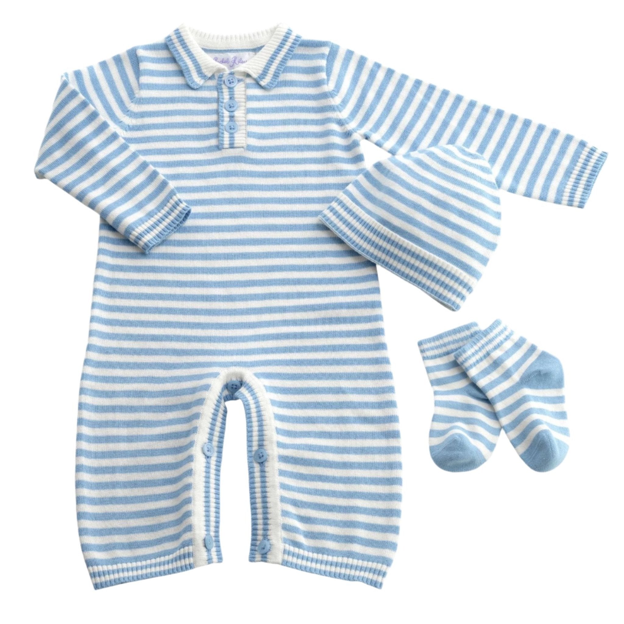 Blue Knit Playsuit Gift Set for Baby Girls | Soft & Comfortable Outfit | Perfect for Newborn Photo Shoots, Birthday Gifts & Special Occasions