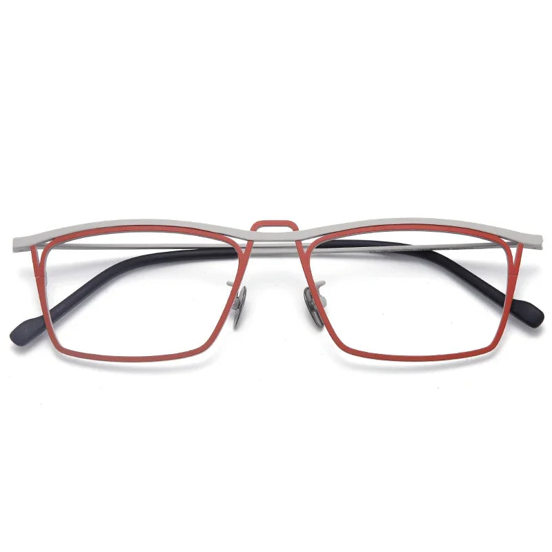 Aror Unisex Full Rim Square Double Bridge Titanium Eyeglasses 445418 - Lightweight Durable Frame for Work, Reading & Fashion | Blue Light Blocking Glasses for Men & Women