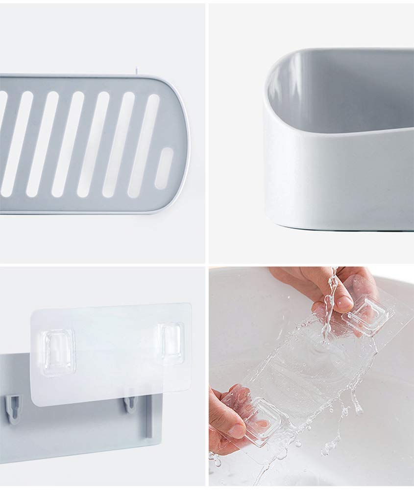 Waterproof Adhesive Shower Shelf - No Drill Wall Mounted Bathroom Organizer - Removable Kitchen Storage Rack for Bathroom, Shower & Kitchen Organization