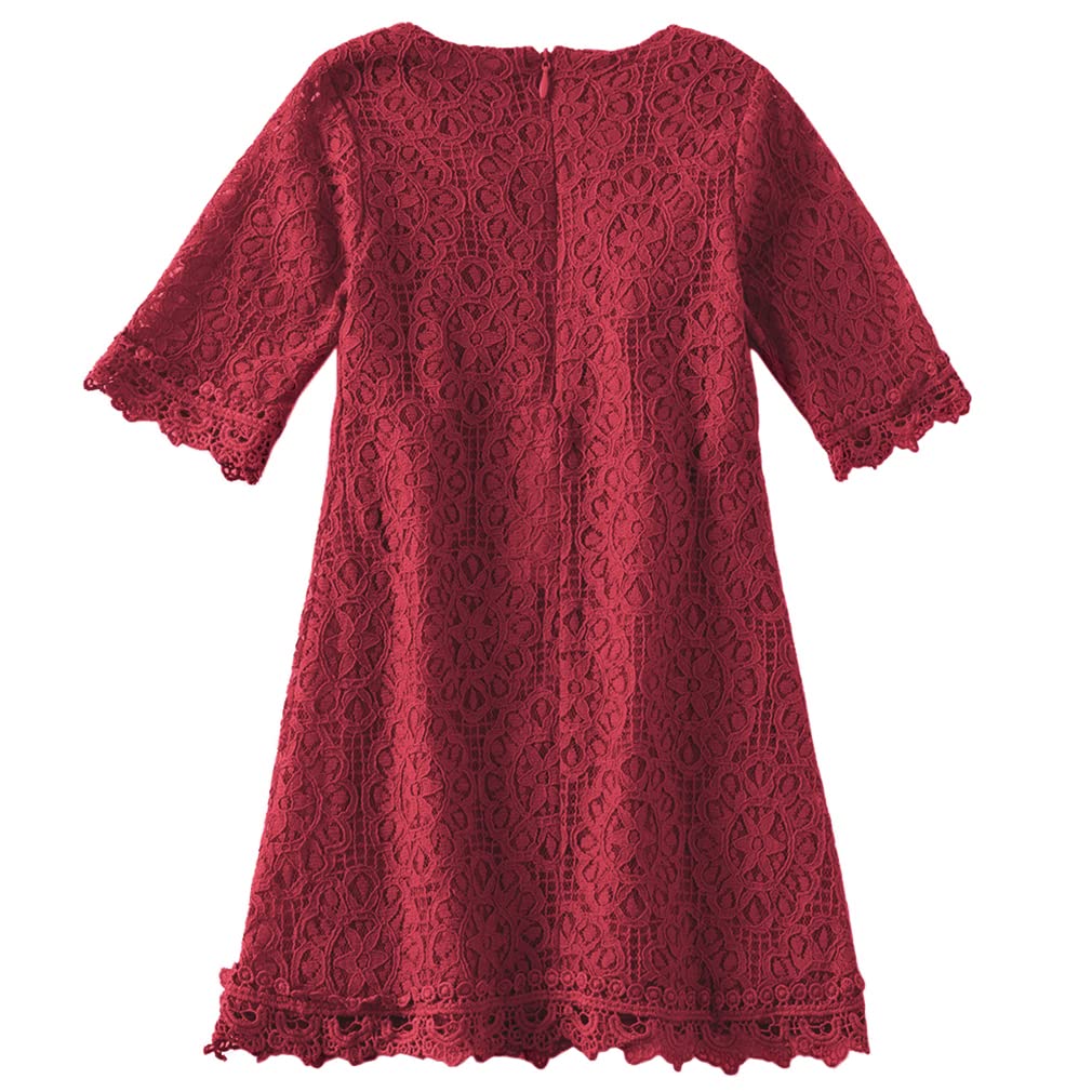 Niyage Girls Lace Toddler Dress - Elegant Floral Half Sleeve Party Princess Dress for Birthday, Wedding & Special Occasions