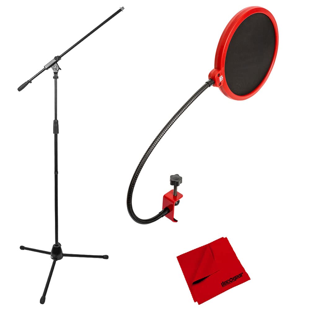 Professional Adjustable Tripod Microphone Stand with Boom Arm & Pop Filter - Perfect for Podcasting, Streaming, and Home Studio Recording