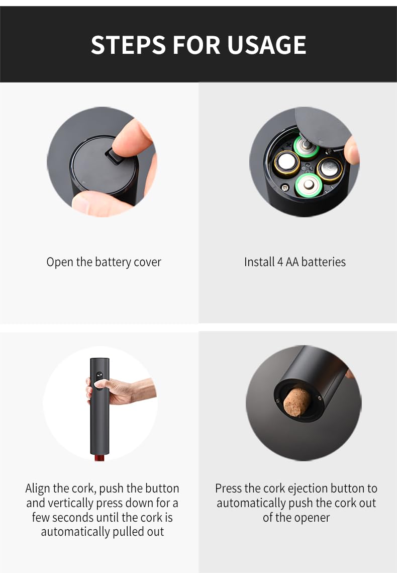 Electric Wine Opener - Automatic Corkscrew Bottle Opener with Rechargeable Battery, Perfect Gift for Wine Lovers - Use for Home, Kitchen, Parties & Wine Tasting Events