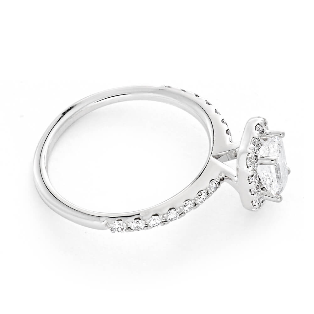 14ct White Gold 1.20 Carat Diamond Ring with 3/4 Carat Emerald Center Stone - Elegant Engagement & Wedding Jewelry for Women
