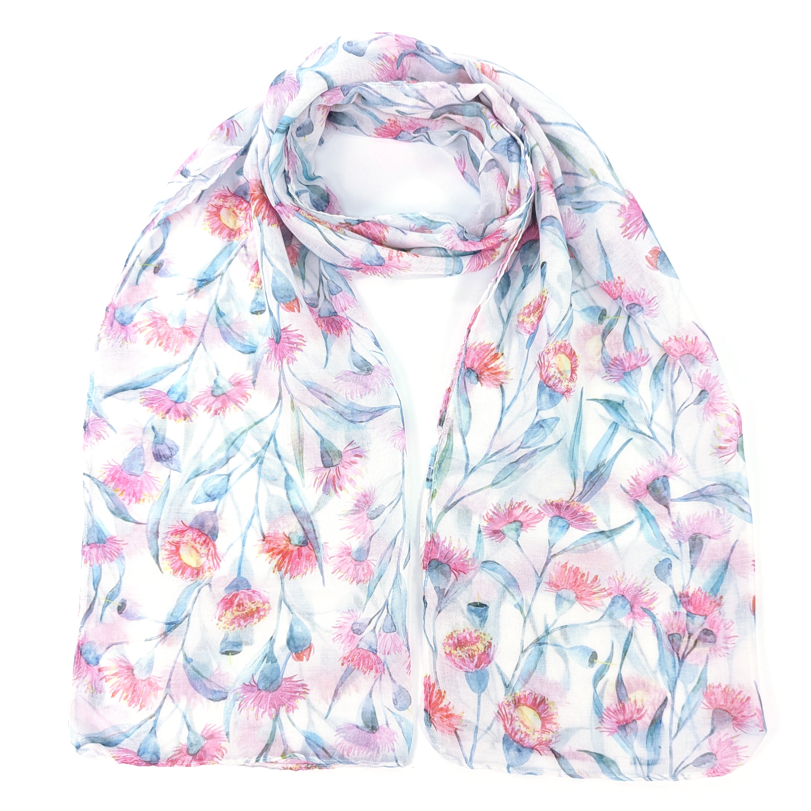 Pastel Carnation Scarf - Soft Floral Print Fashion Scarf for Women (50x180cm) - Perfect for Spring Outfits, Office Wear & Gift Giving