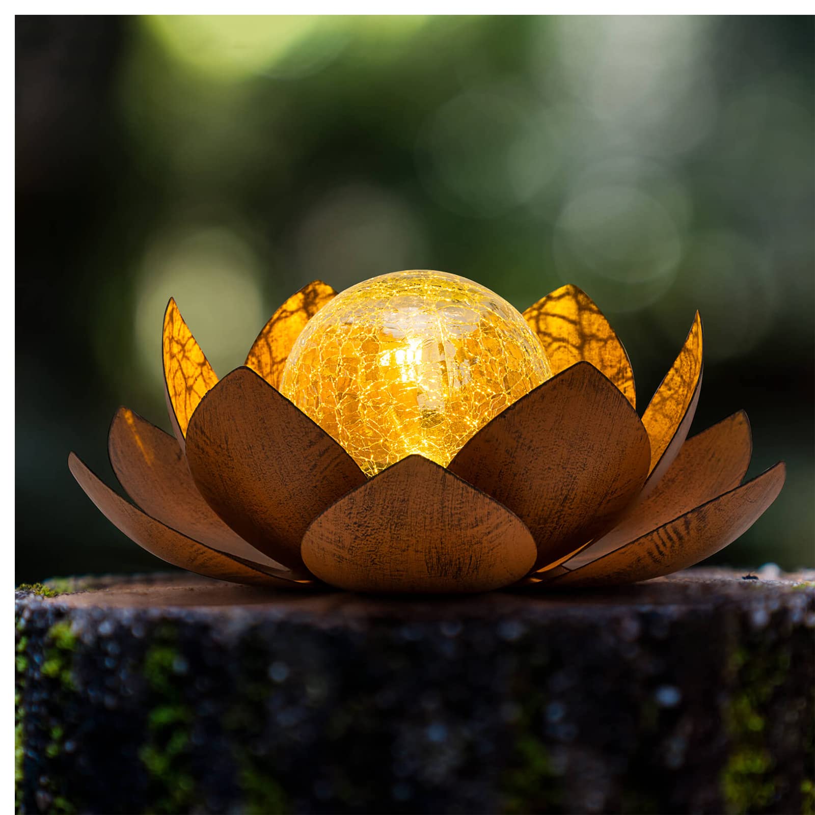 Solar Powered Metal Lotus Flower LED Outdoor Lights - Waterproof Garden Decor for Pathway, Lawn, Patio & Yard - Perfect Gift for Women & Mom - Ideal for Garden Parties, Wedding Decor & Landscape Lighting