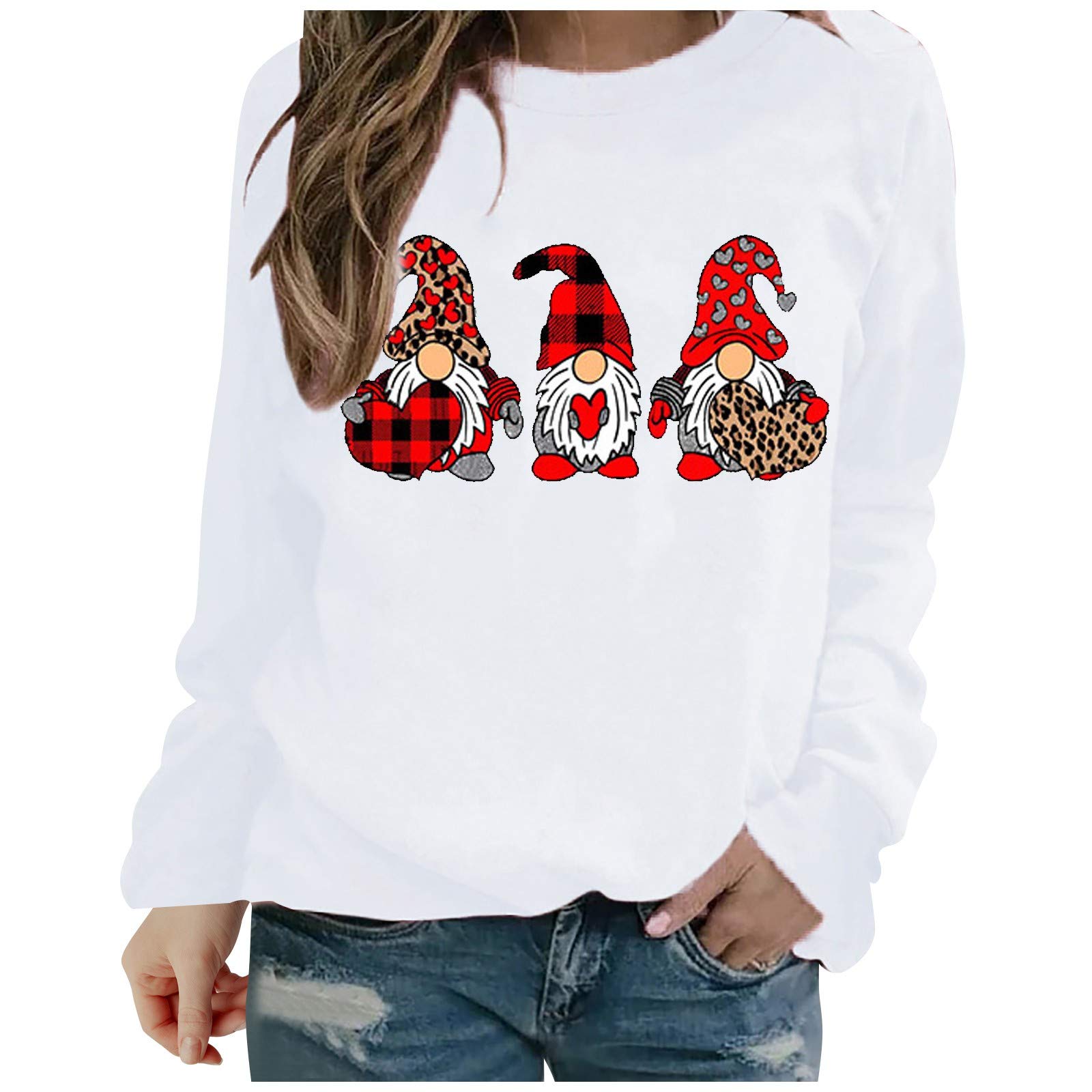 Women's Love Heart Graphic T-Shirt - Casual Long Sleeve Valentine's Day Top for Women - Perfect for Date Nights, Gifts & Romantic Occasions