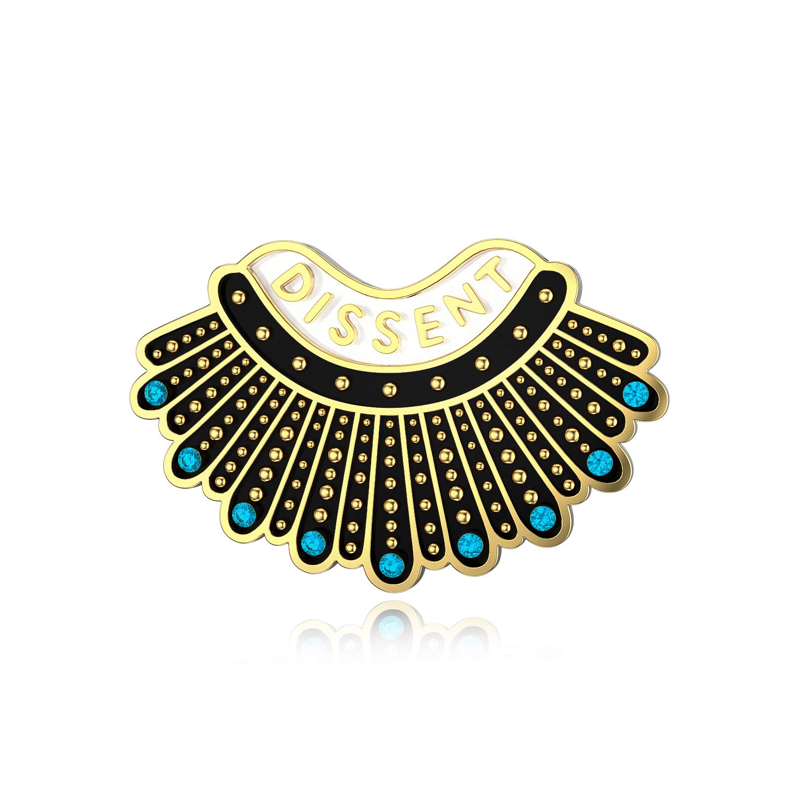 925 Sterling Silver RBG Pin - Ruth Bader Ginsburg Feminist Brooch with Austrian Crystals | Dissent Collar Jewelry for Women | Enamel Lapel Pins for Backpacks, Jackets & Gifts | Perfect for Christmas, Supreme Court Fans & Political Events