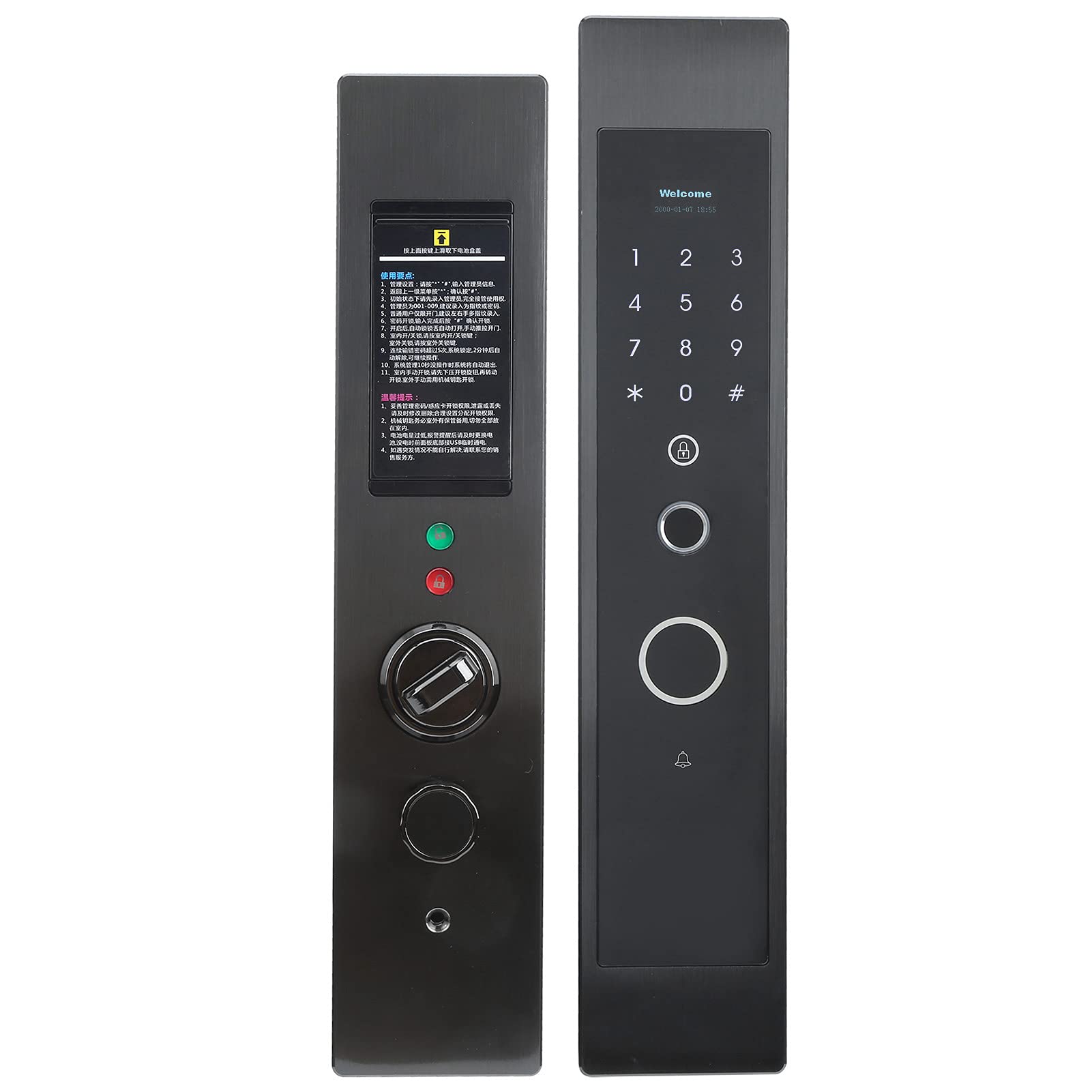 Smart Keyless Entry Door Lock - Fingerprint & Password Access, Rechargeable High-Capacity Security Lock for Business & Apartment Use - Ideal for Offices, Vacation Rentals & Smart Homes