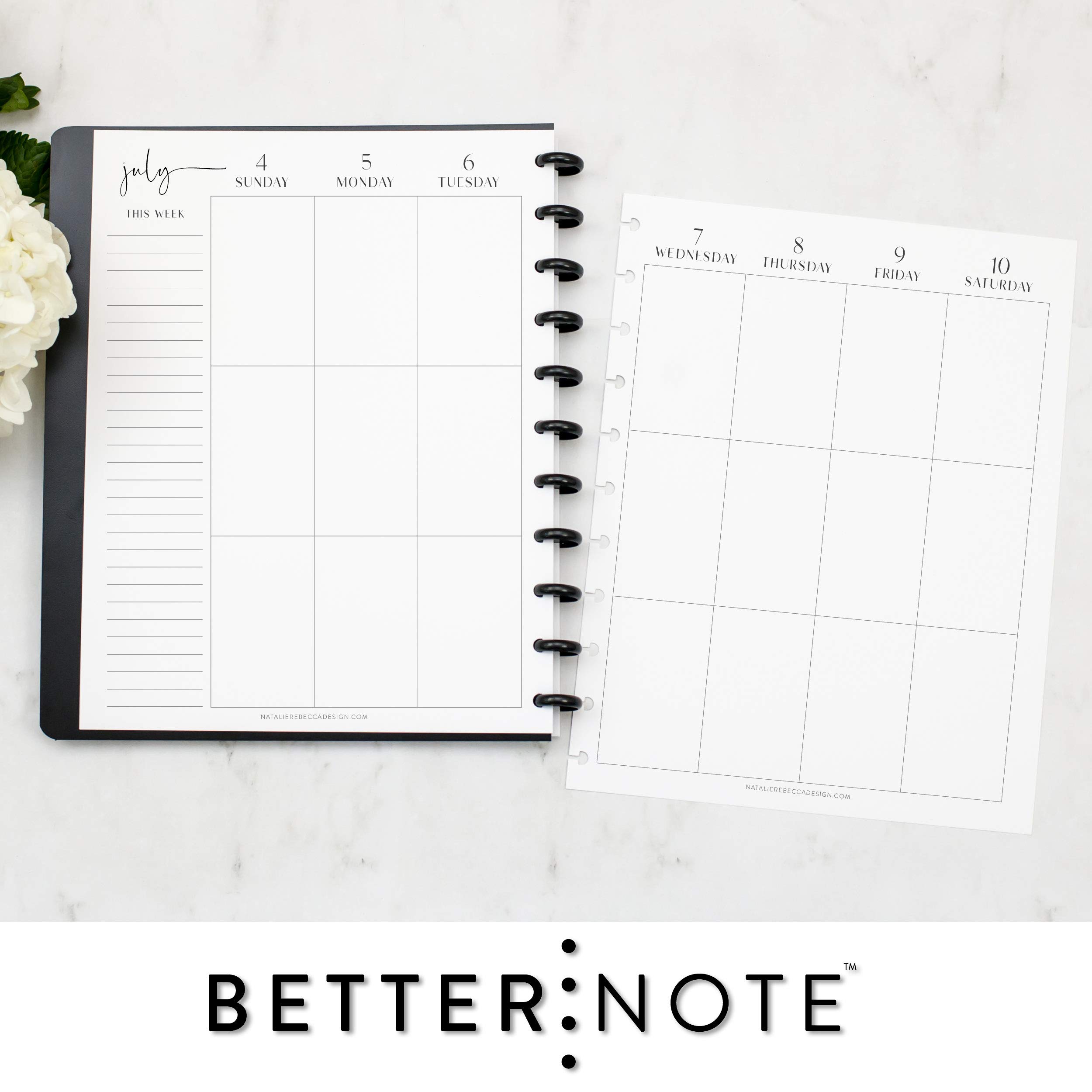 BetterNote July 2025 - June 2026 Vertical Academic Calendar Refill | 11-Disc Discbound Notebook Planner | Compatible with Happy Planner, Levenger Circa Jr, TUL, Arc, NOTIQ | 8.5